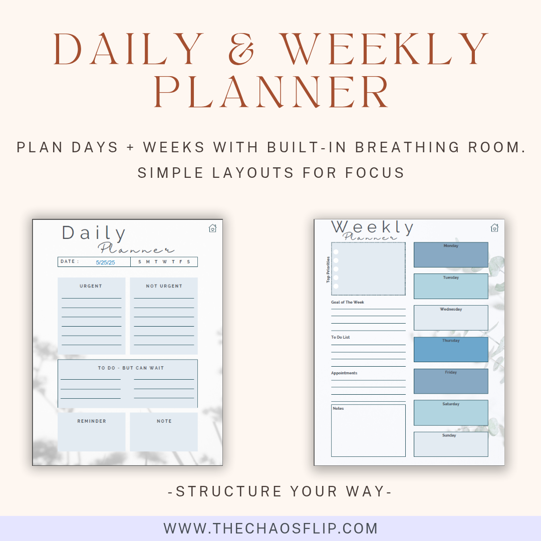 ADHD-Friendly Minimalist Digital Planner | Interactive Hyperlinked PDF | Customizable & Calming Layout