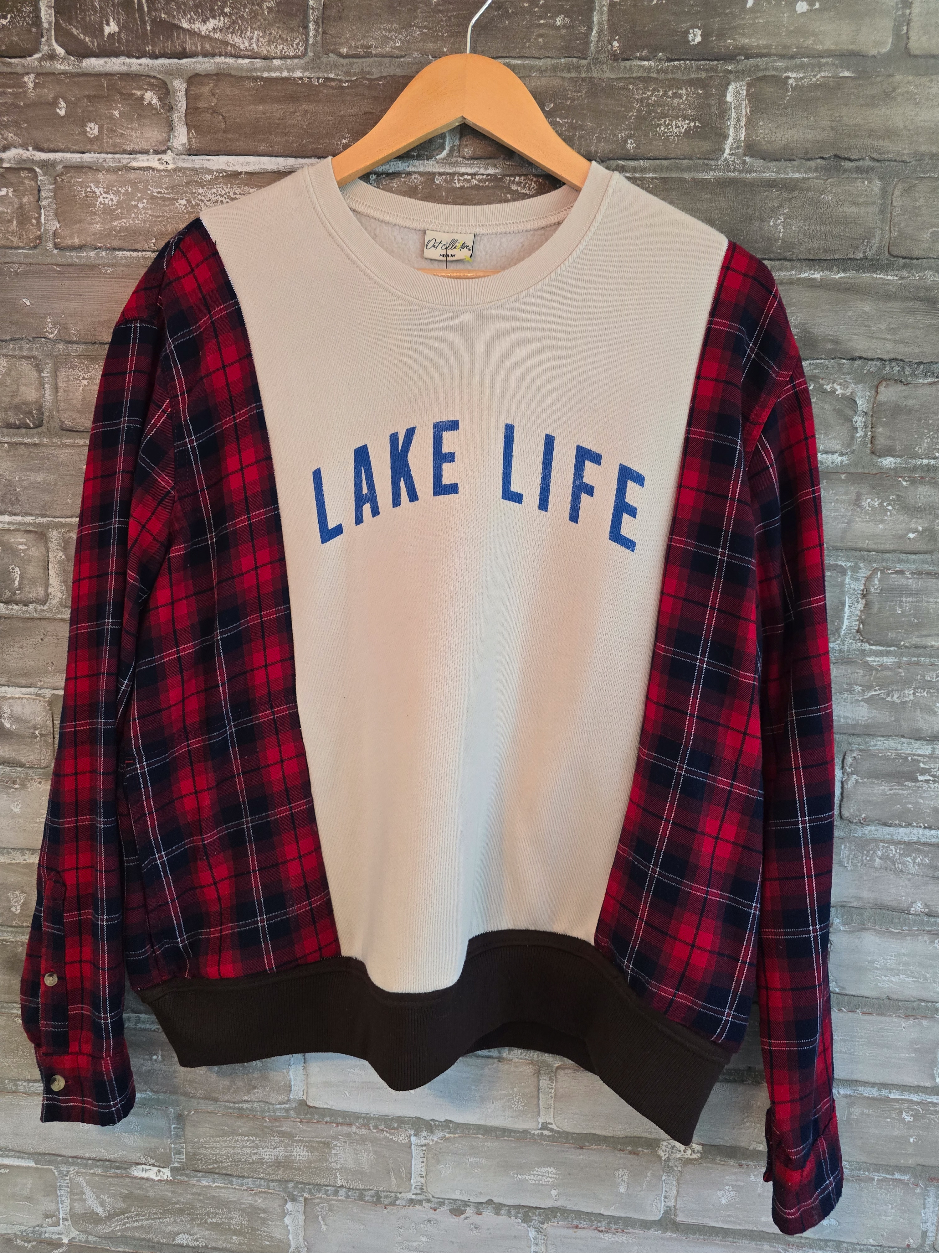 Lake Life Plaid Sleeve Sweatshirt