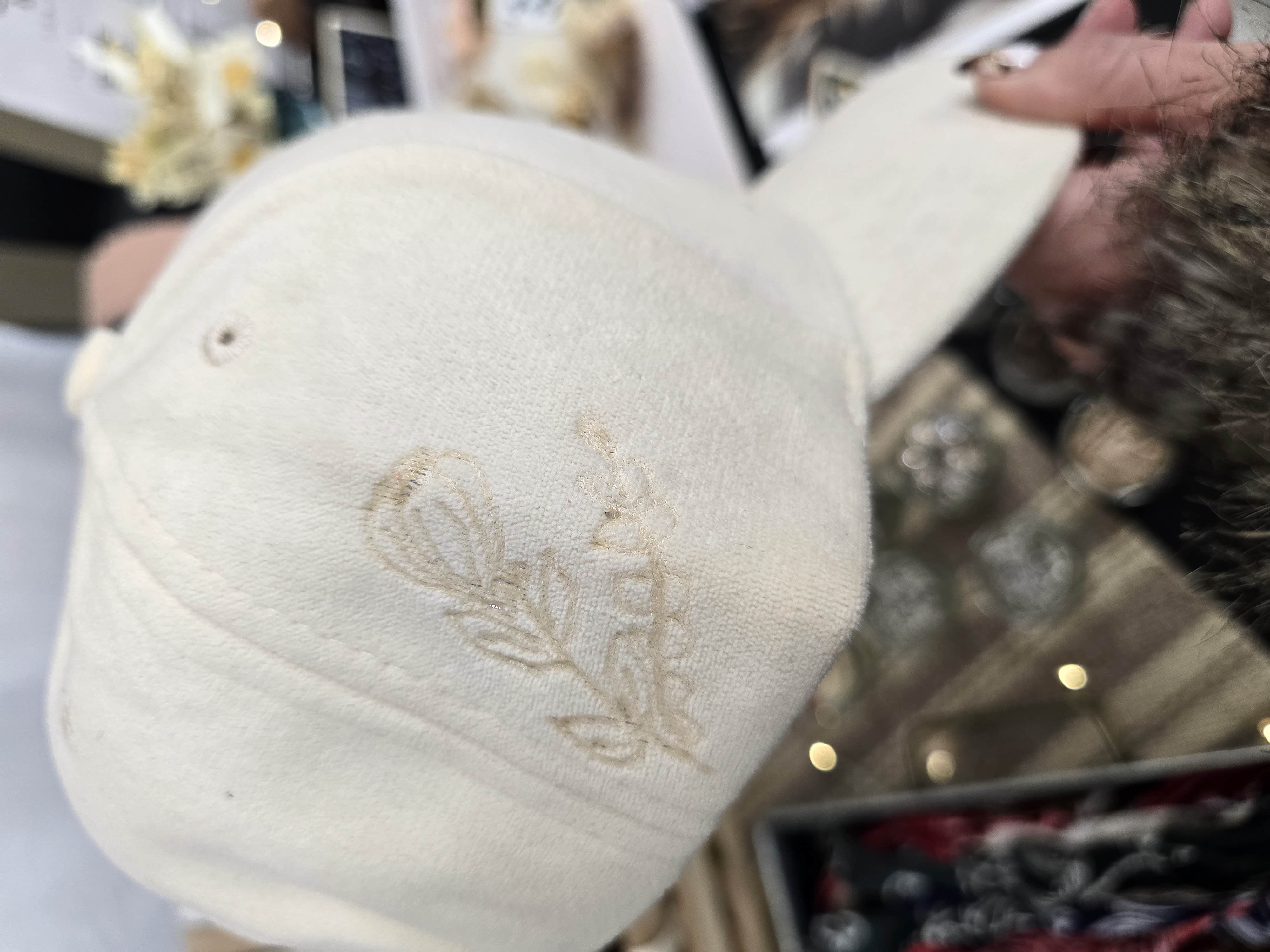 Floral burnded Ivory ball cap