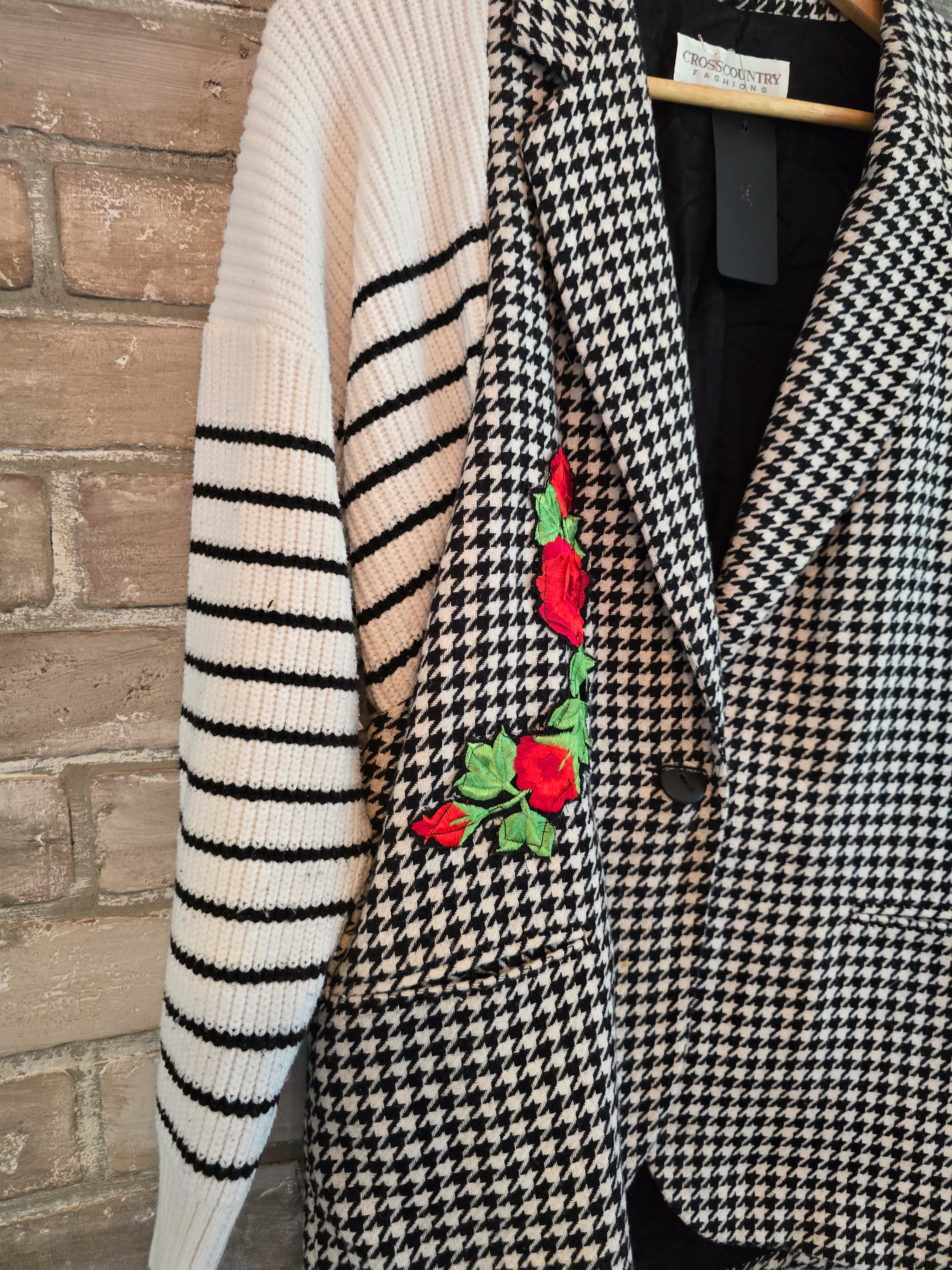 Houndstooth Knit Patch Blazer