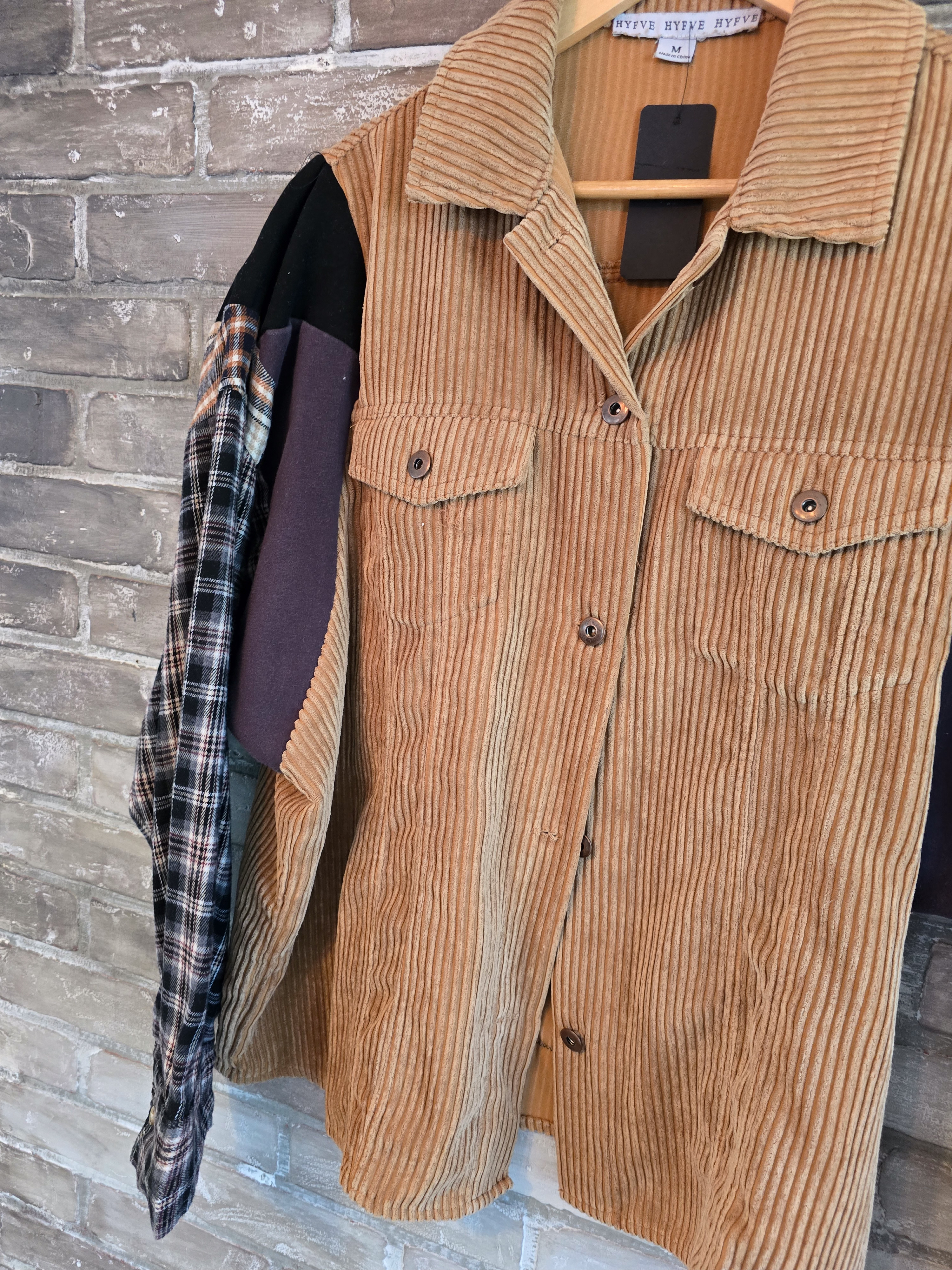 Patchwork Corduroy Shirt Jacket