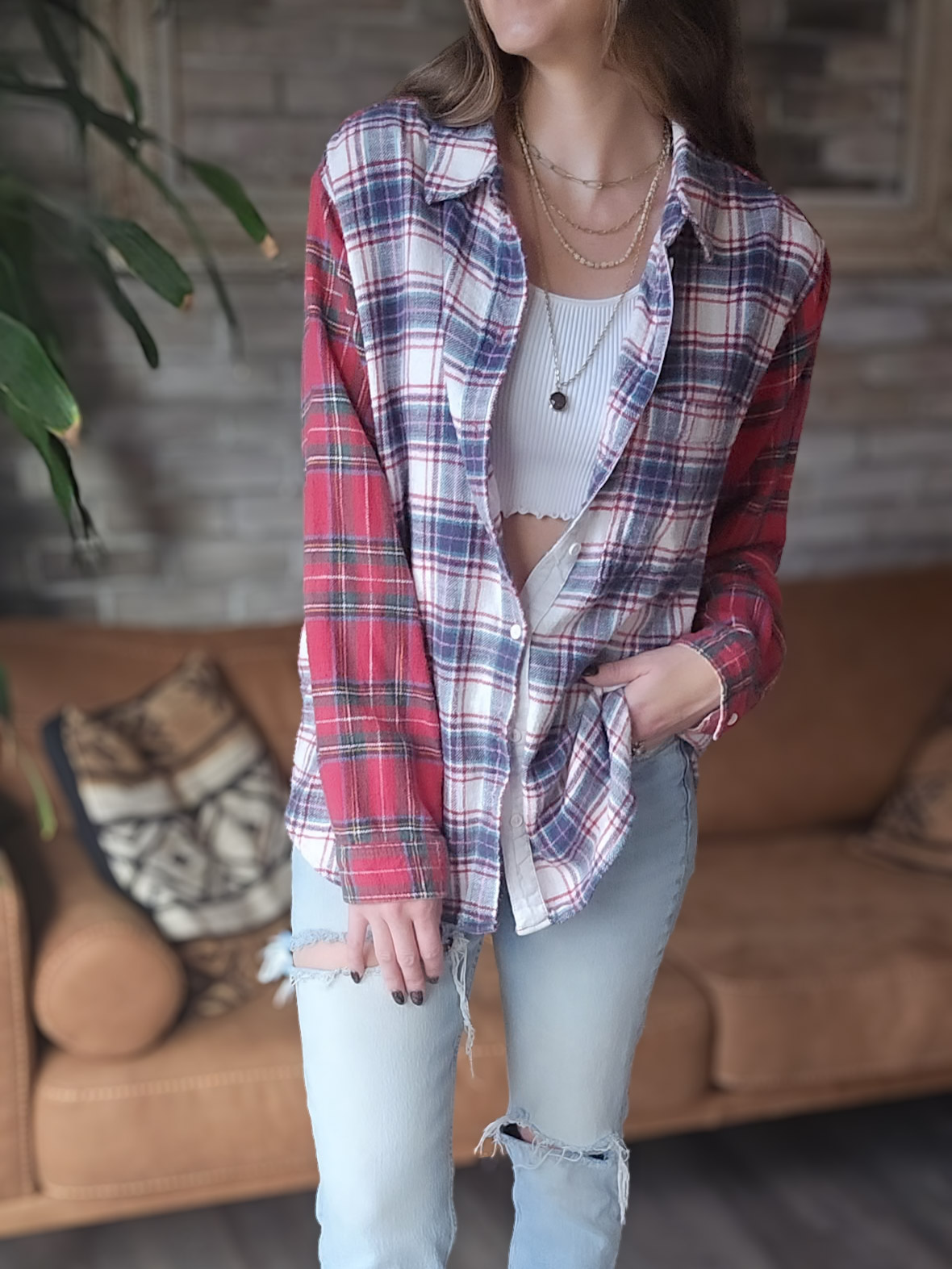 Women's Plaid Flannel Shirt