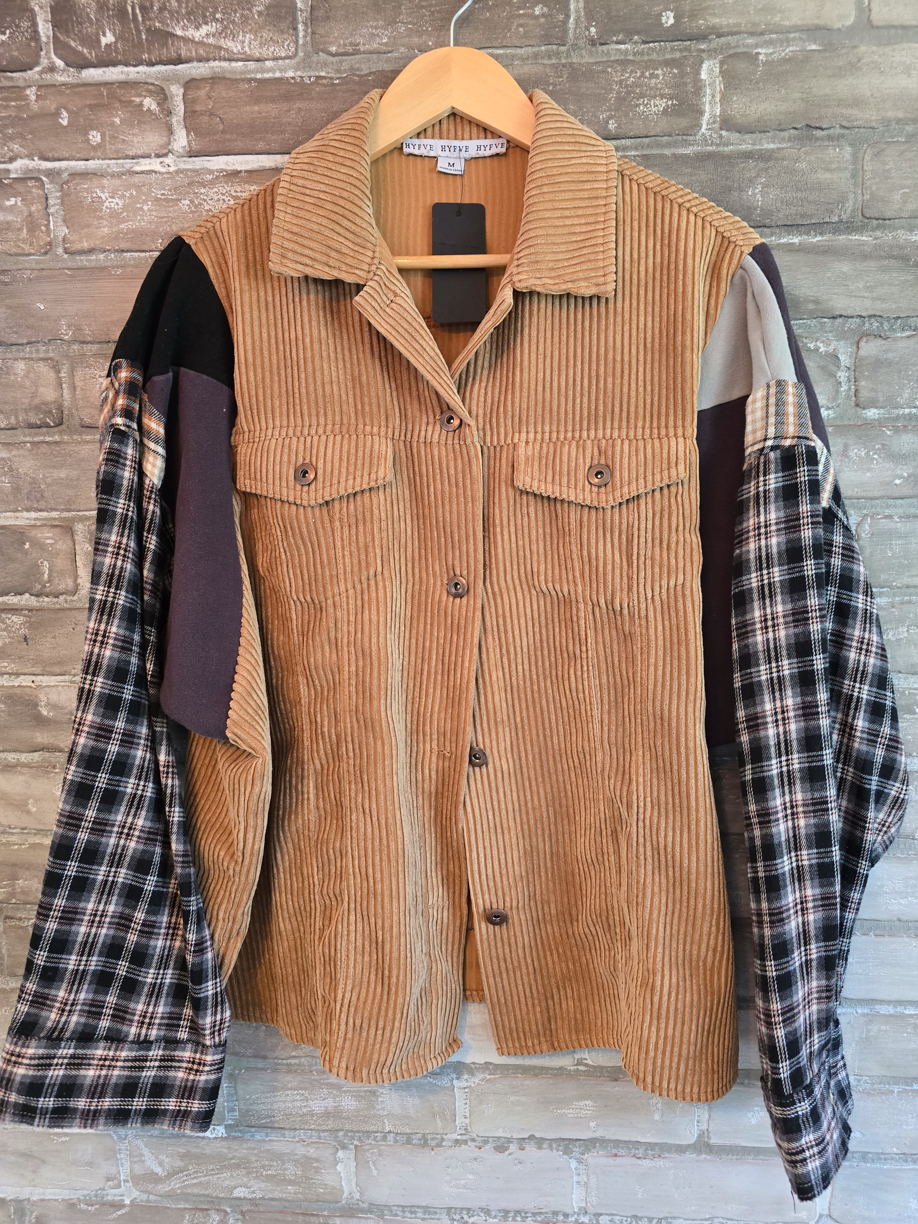 Patchwork Corduroy Shirt Jacket