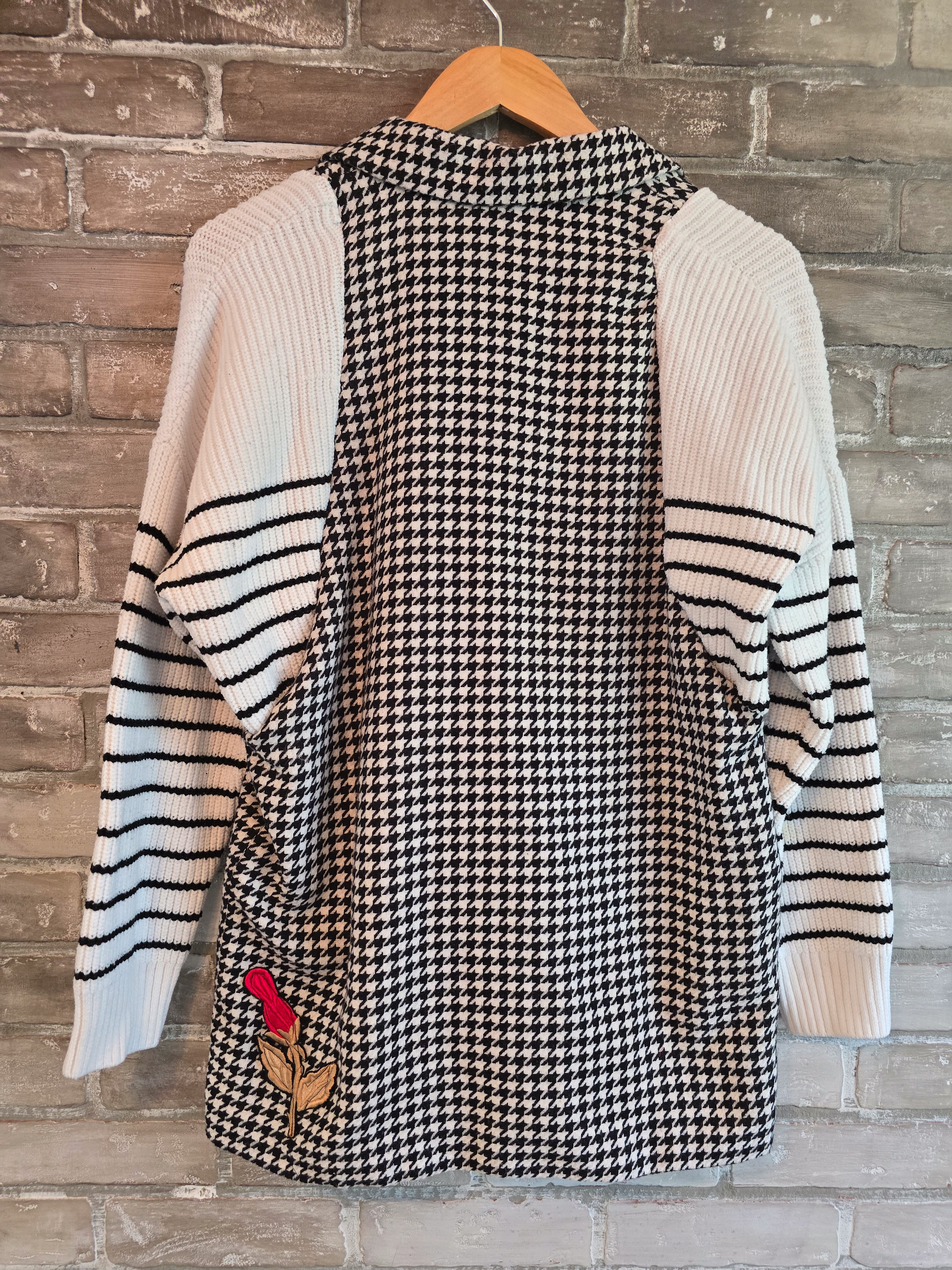 Houndstooth Knit Patch Blazer