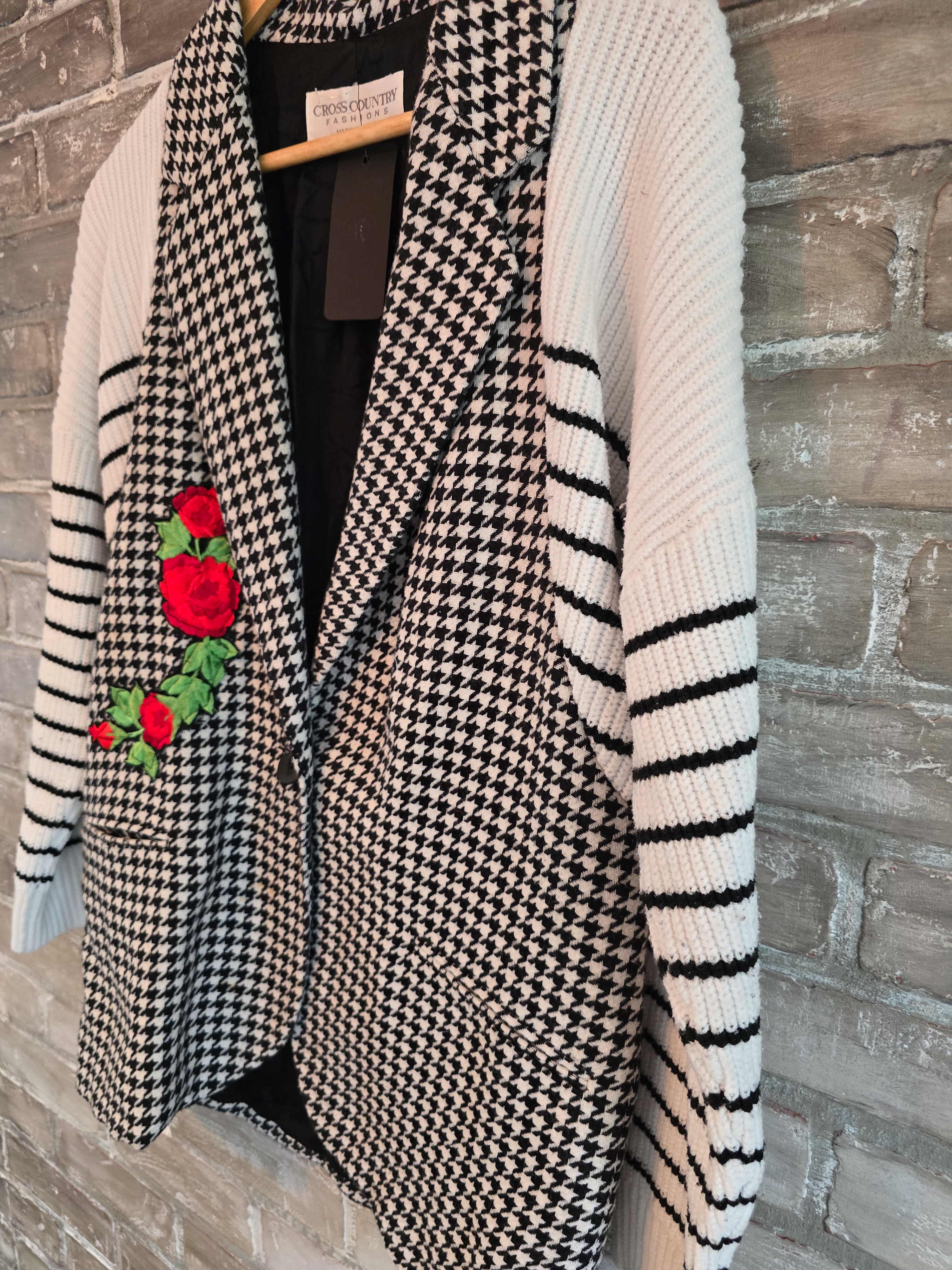 Houndstooth Knit Patch Blazer