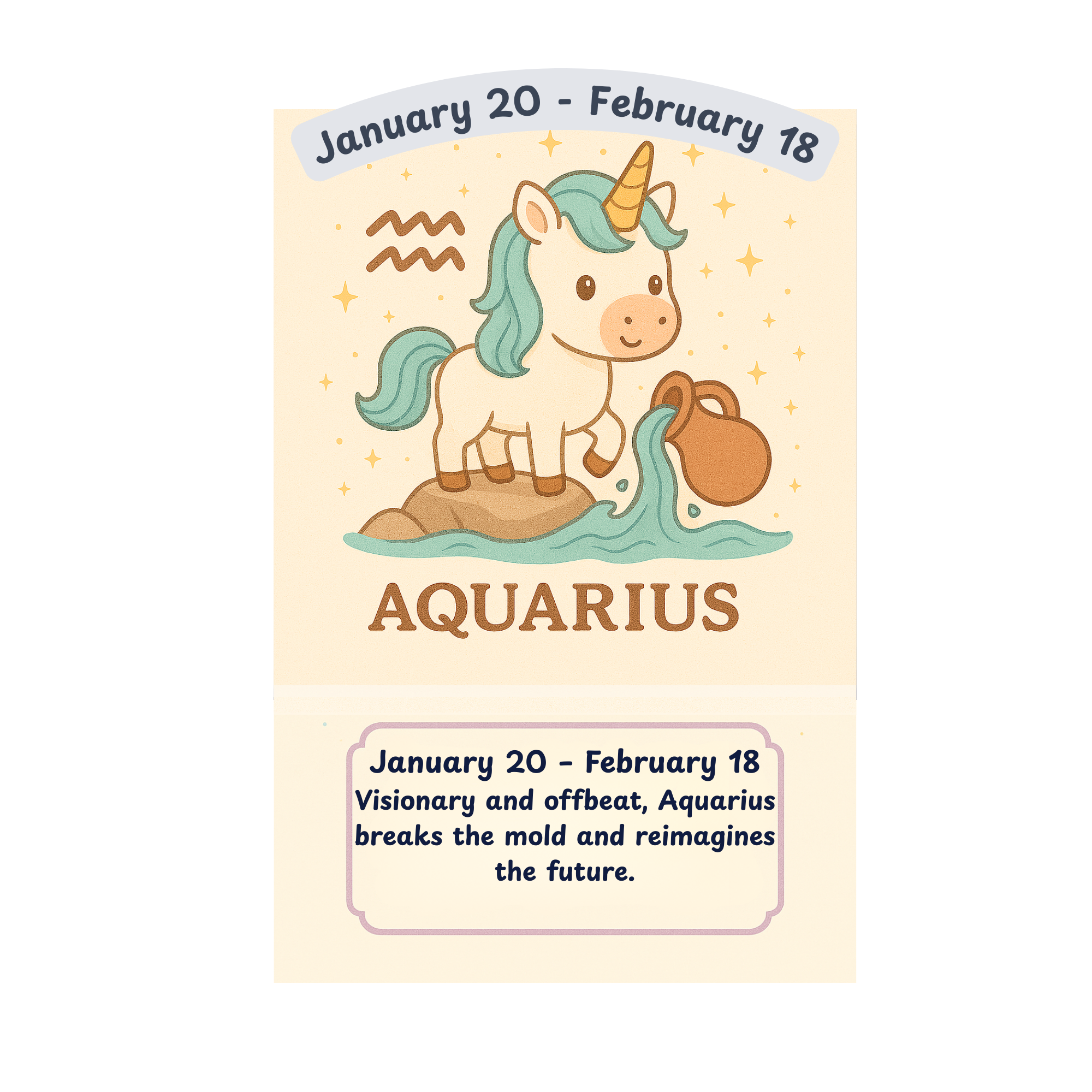 STICKER - Zodiac Unicorn - Aquarius Jan. 20-Feb. 18!