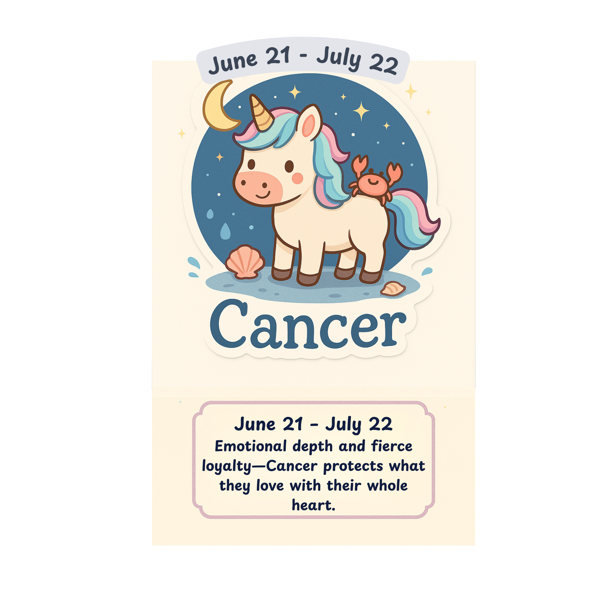 STICKER - Zodiac Unicorn - Cancer June 21-July 22!