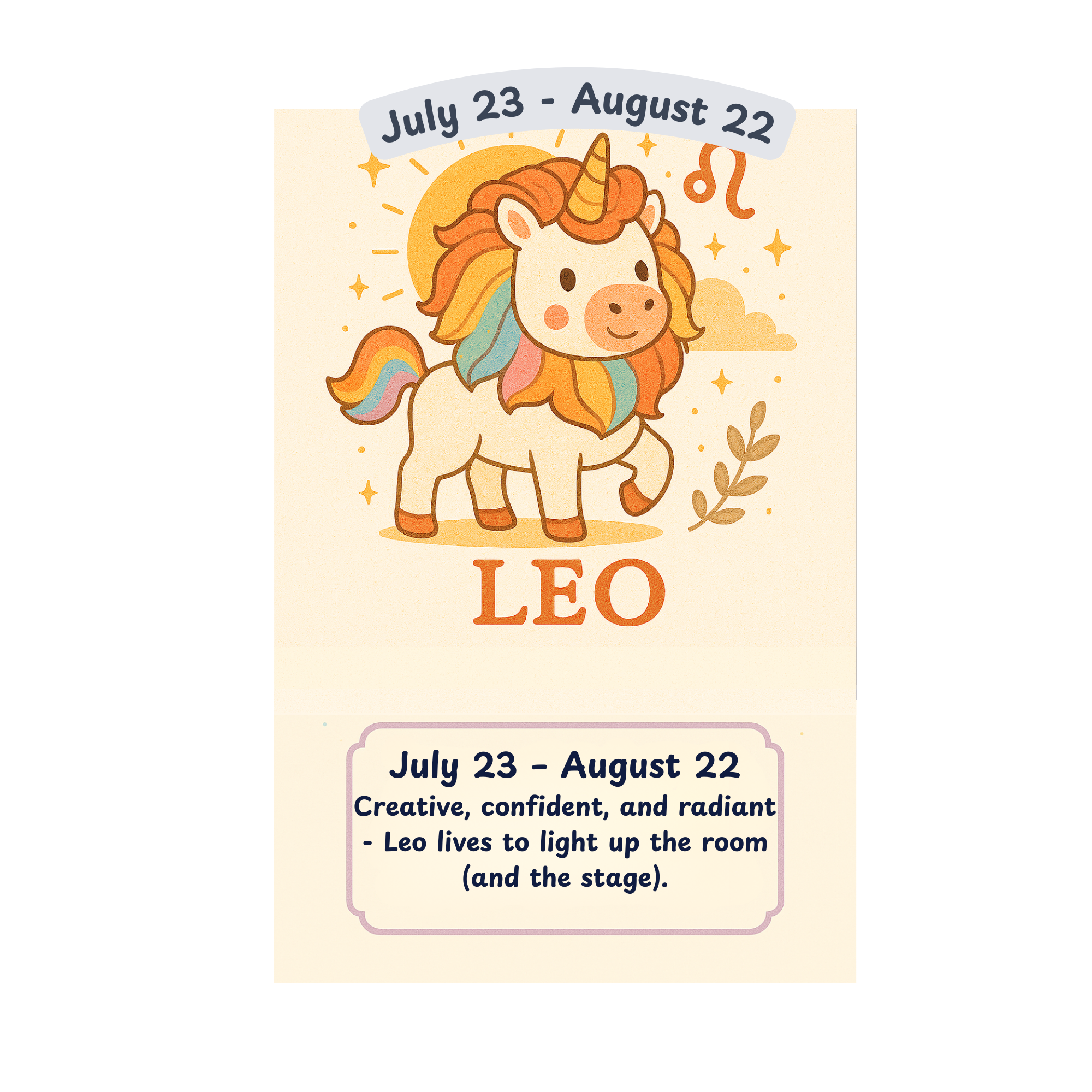 STICKER -  Zodiac Unicorn - Leo July 23-August 22!