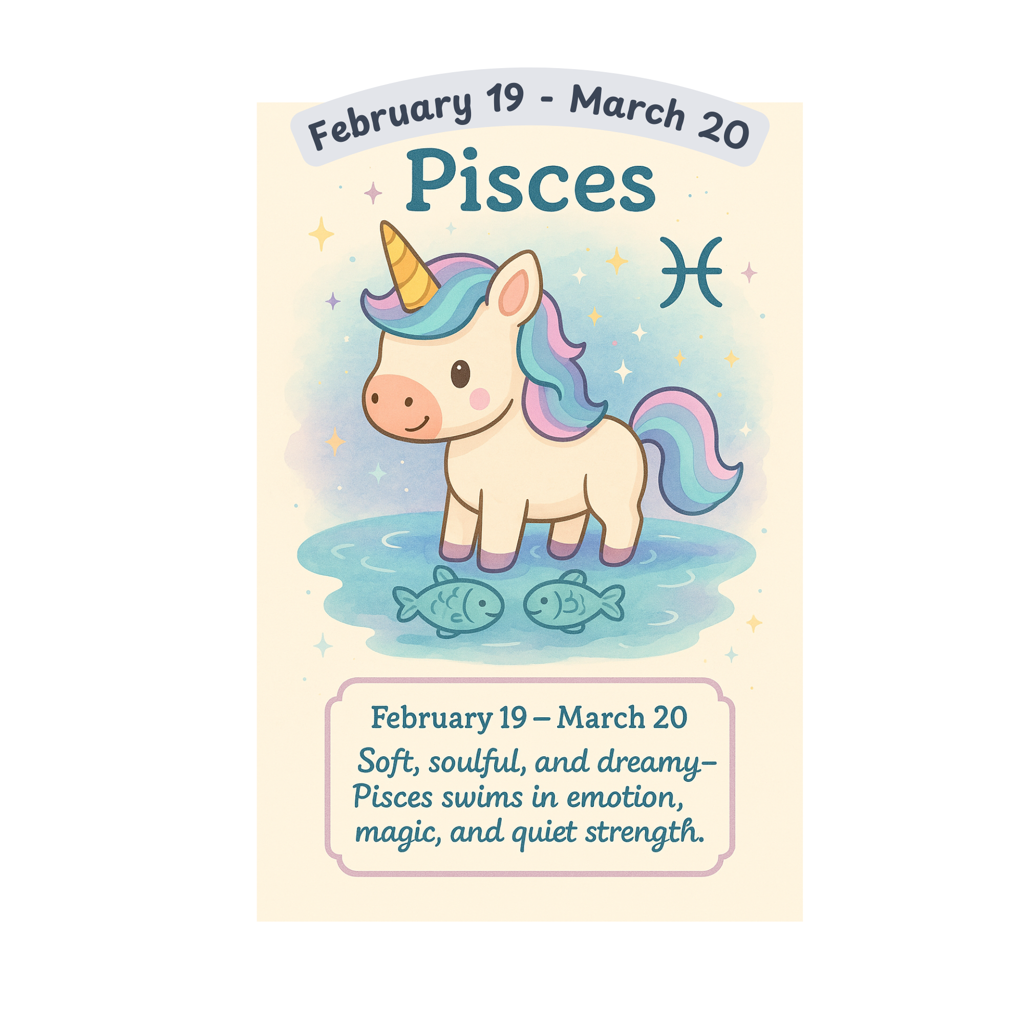 STICKER - Zodiac Unicorn - Pisces February 19-March 20!