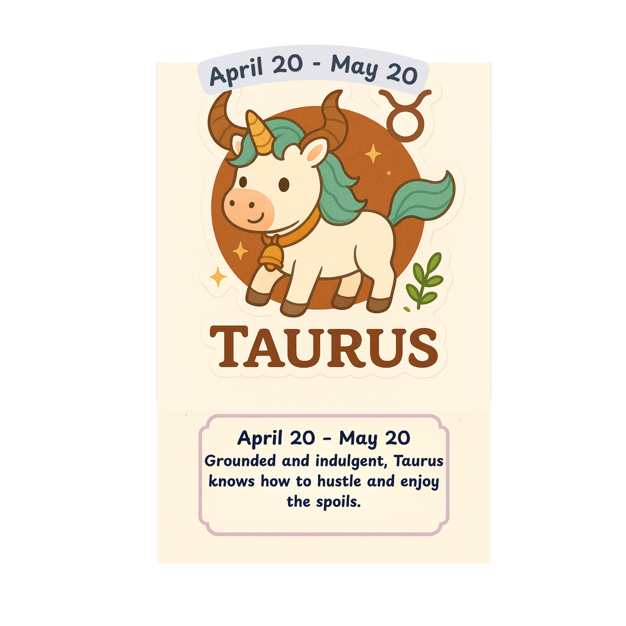 STICKER - Zodiac Unicorn - Taurus April 20-May 20!