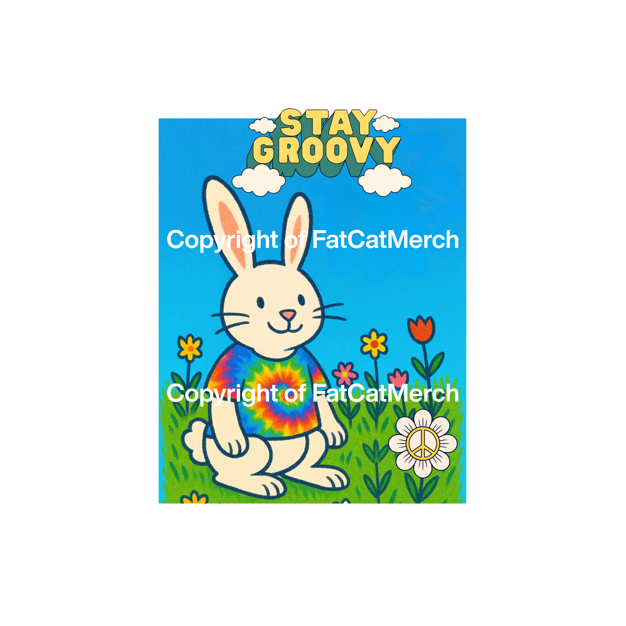 STICKER - Stay Groovy, Hippie Bunny