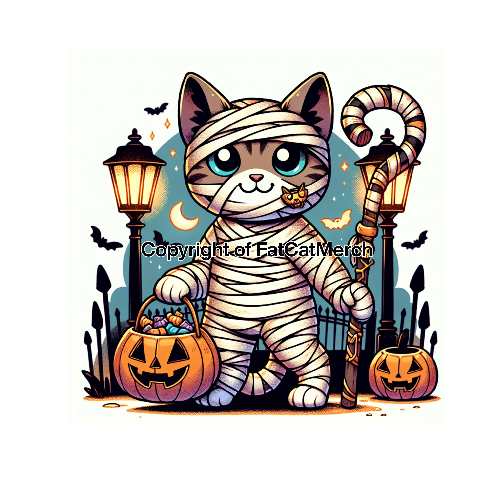 STICKER - Halloween - Cat themed! Cute Cat Mummy!