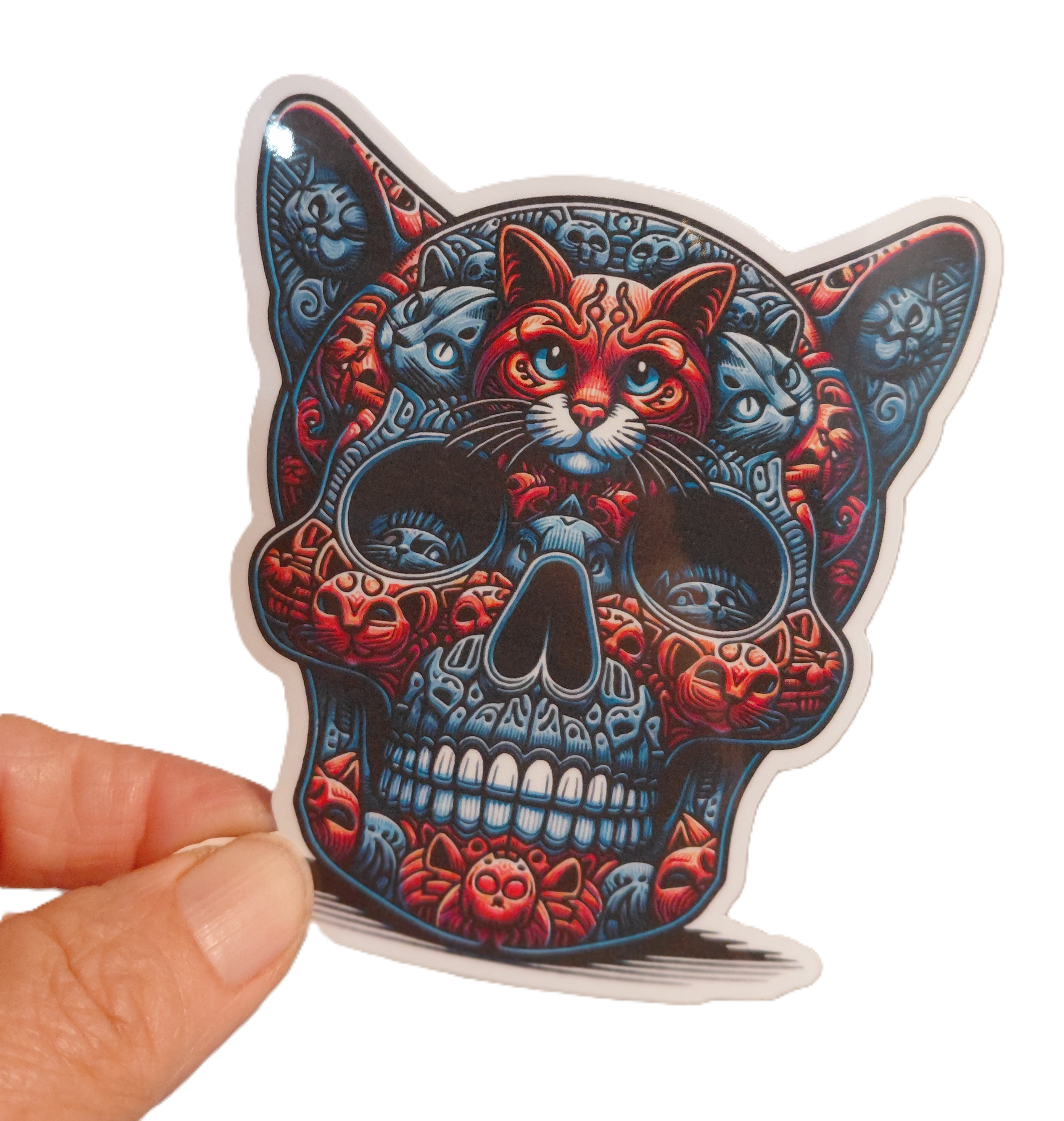 STICKER - Halloween - Cat themed! Scary Skull!