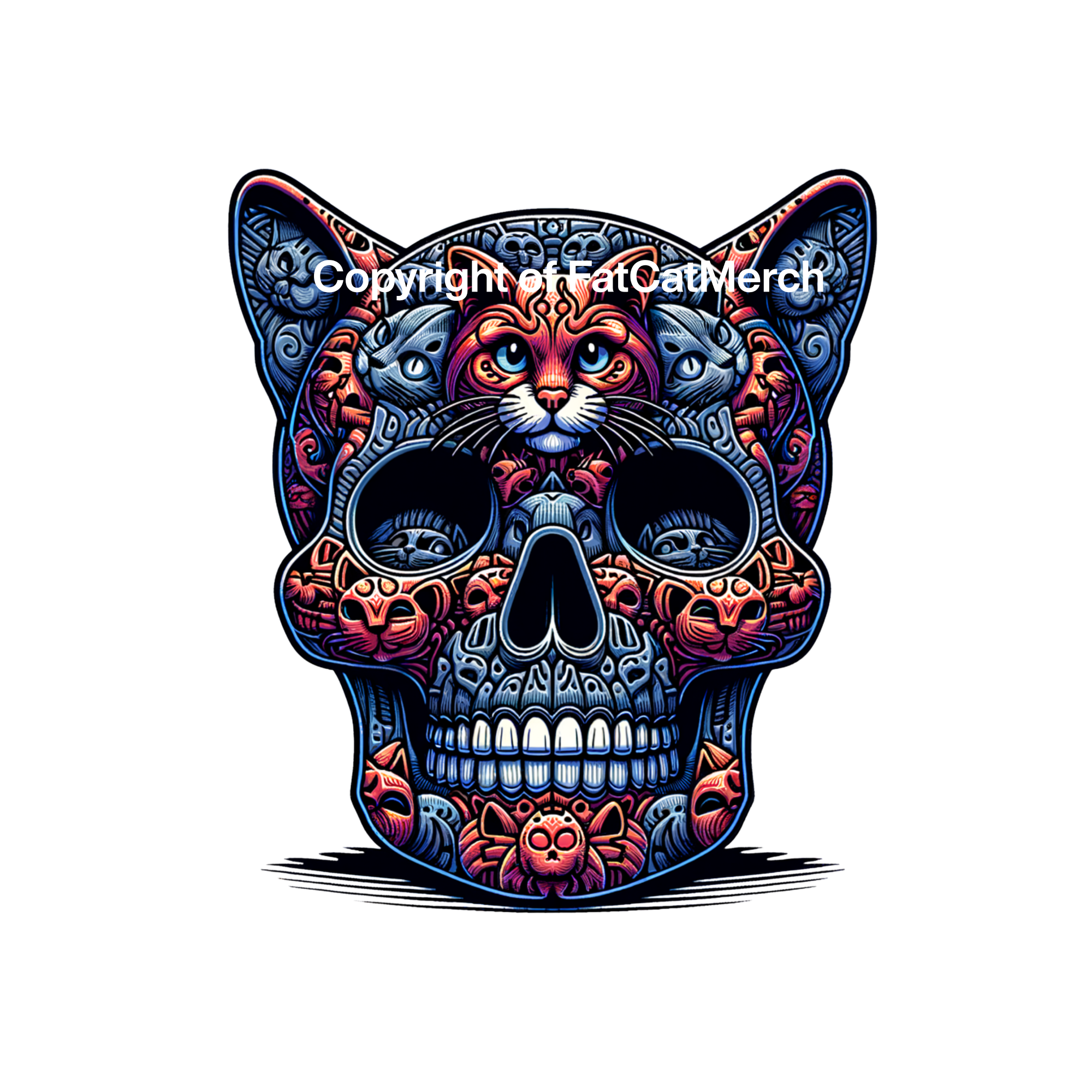 STICKER - Halloween - Cat themed! Scary Skull!