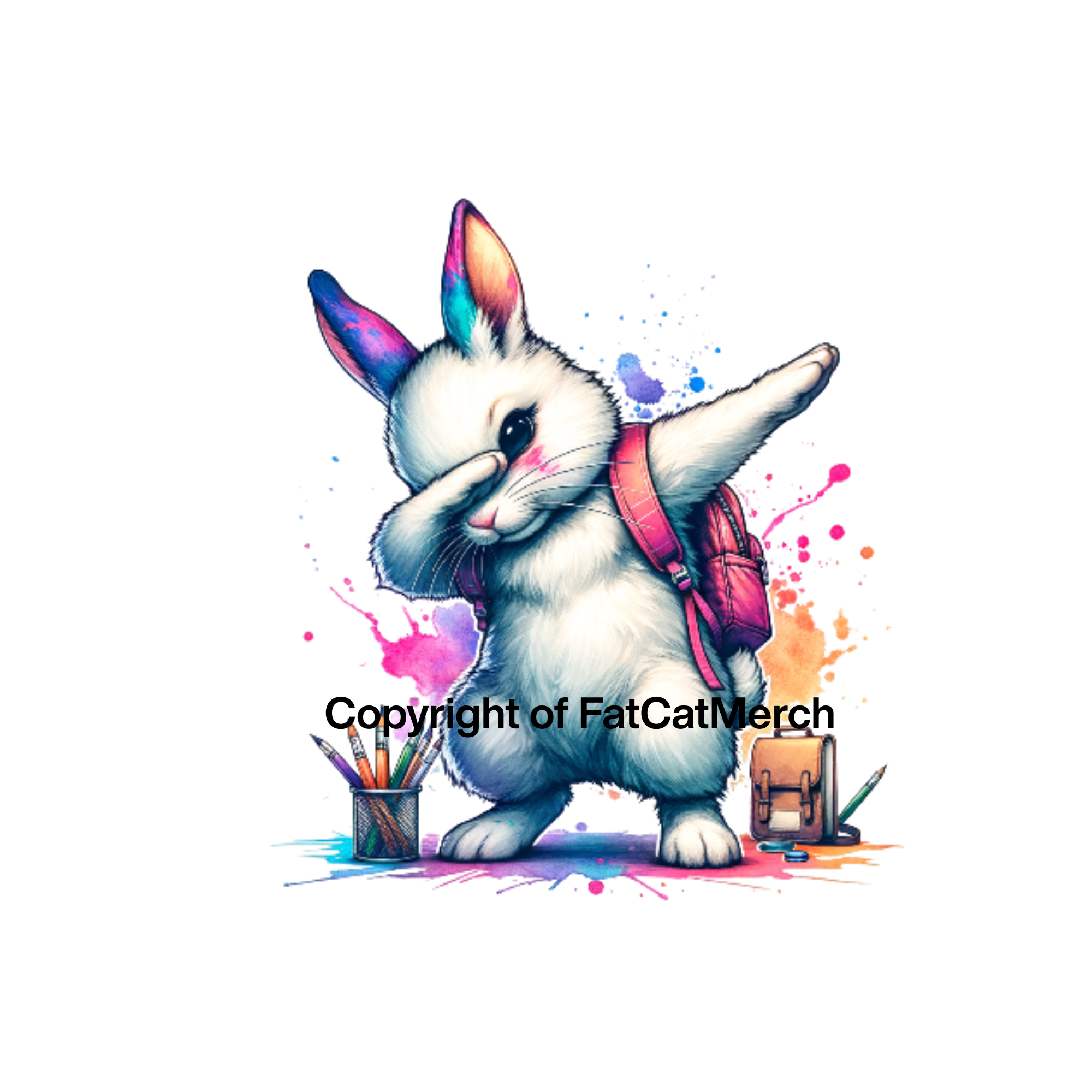 Medium Sticker - BACK TO SCHOOL STICKER! Bunny doing the dab!