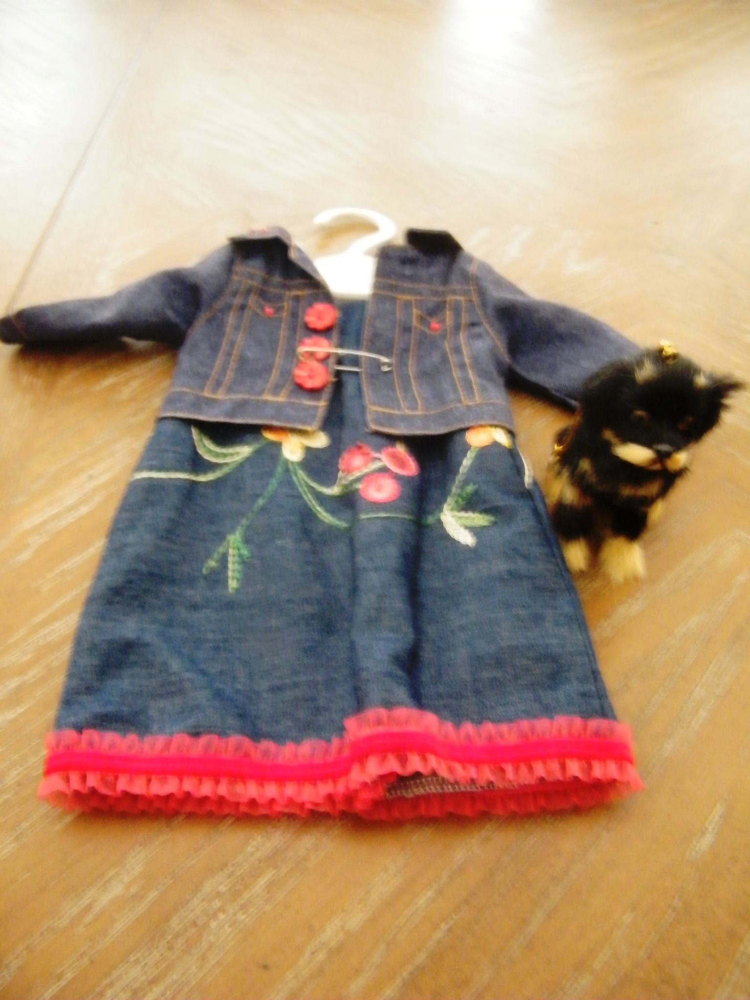 BLUE FLORAL SUMMER JEAN JACKET SET\PET DOG