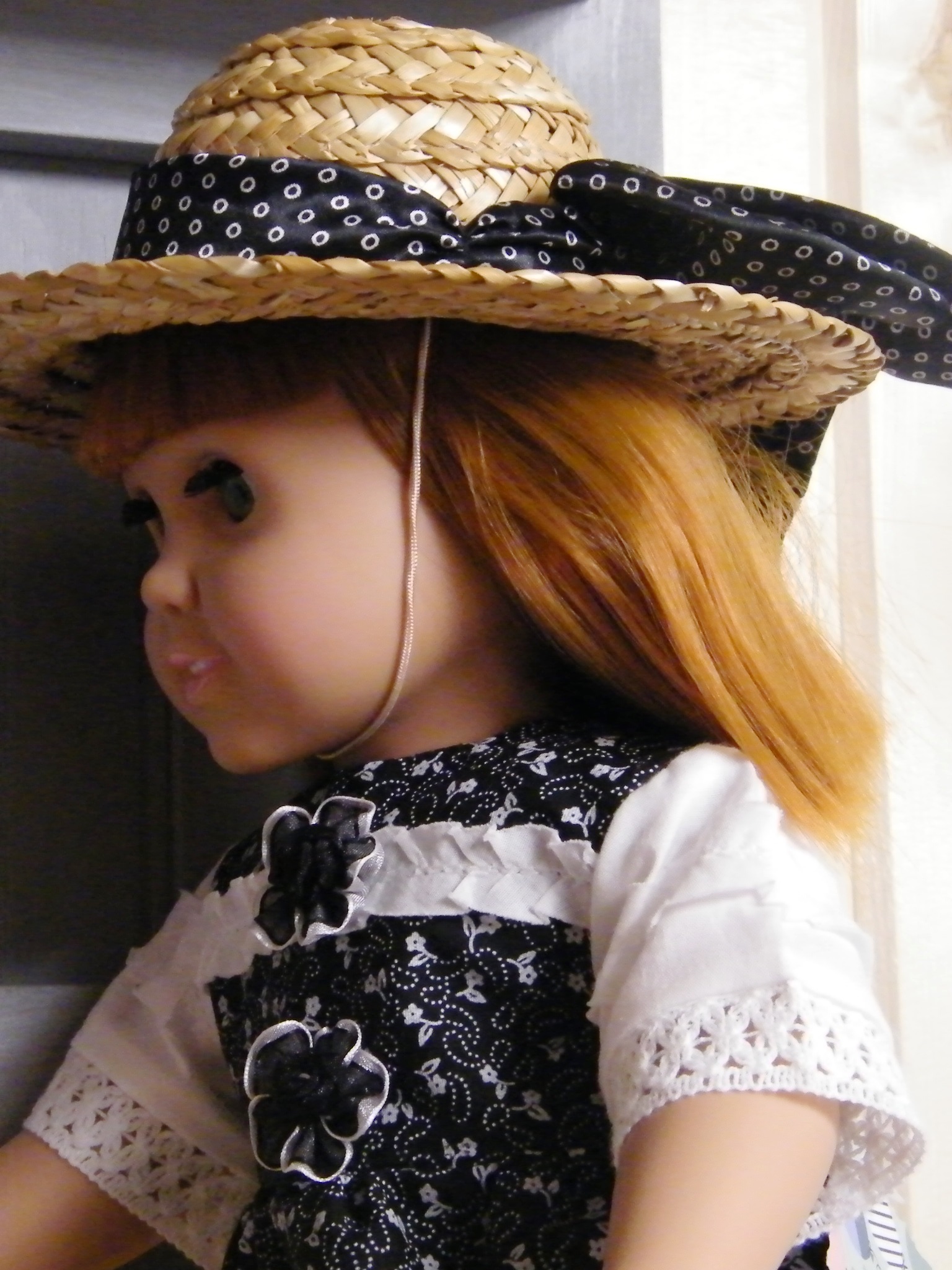 BLACK WHITE SUMMER  DRESS WITH HAT
