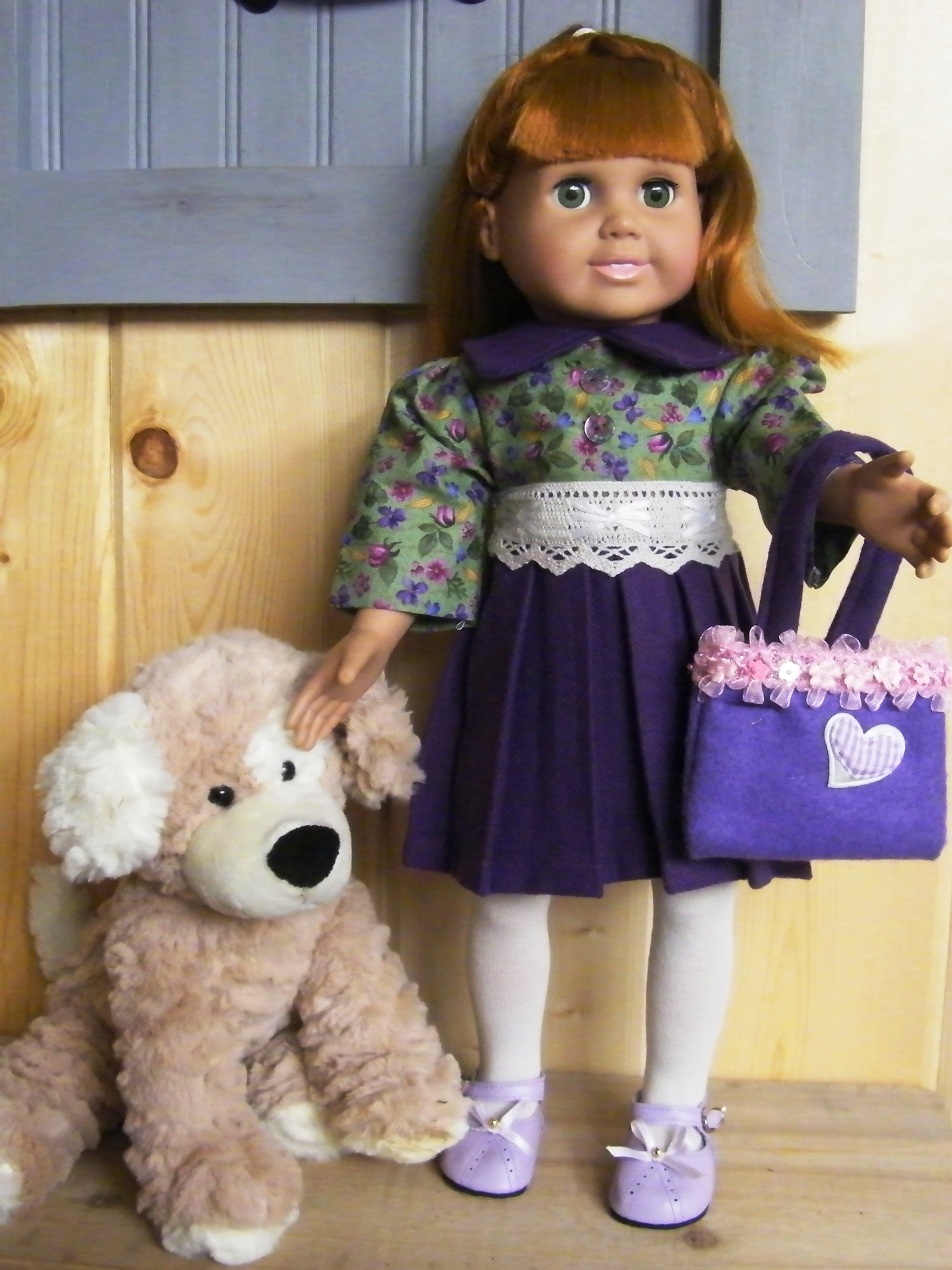 PURPLE WOOL DRESS/HANDBAG
