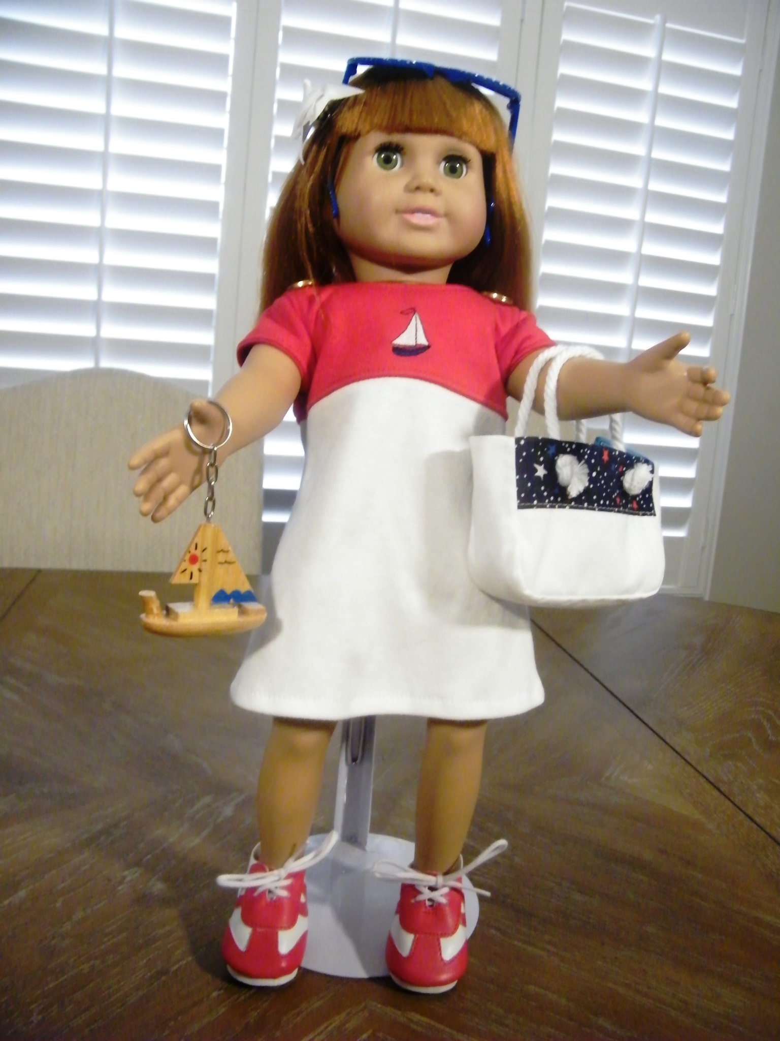 RED WHITE NAUTICAL SAILING DRESS AND ACCESSORIES