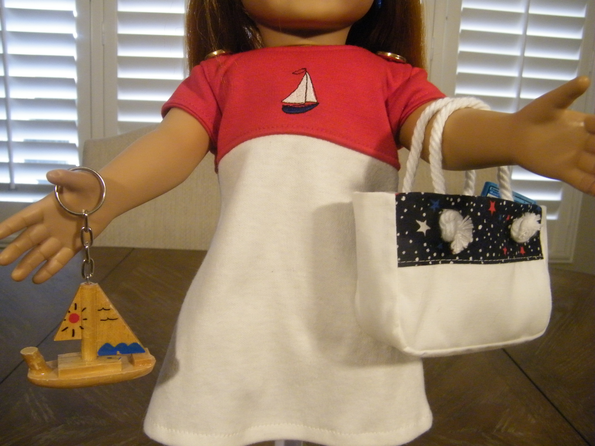 RED WHITE NAUTICAL SAILING DRESS AND ACCESSORIES