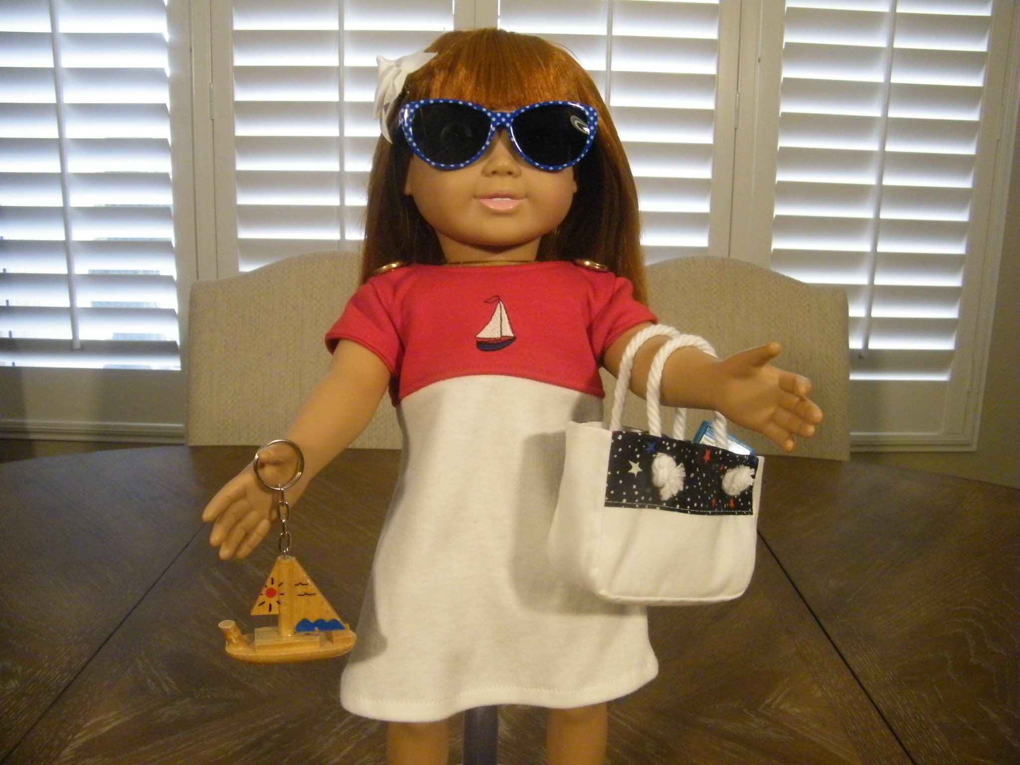 RED WHITE NAUTICAL SAILING DRESS AND ACCESSORIES