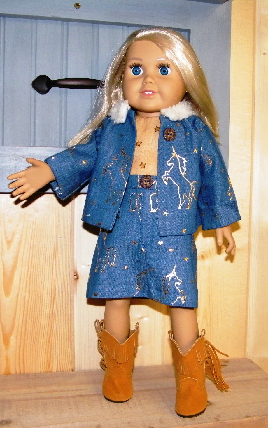 BLUE DENIM HORSE JACKET/SKIRT