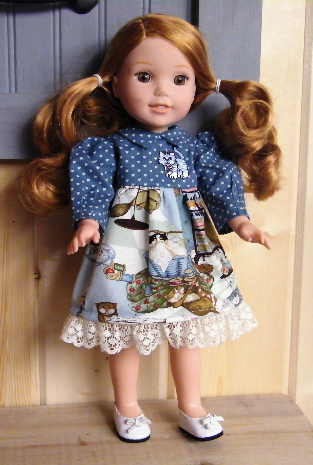 BLUE HEART KITTEN DRESS