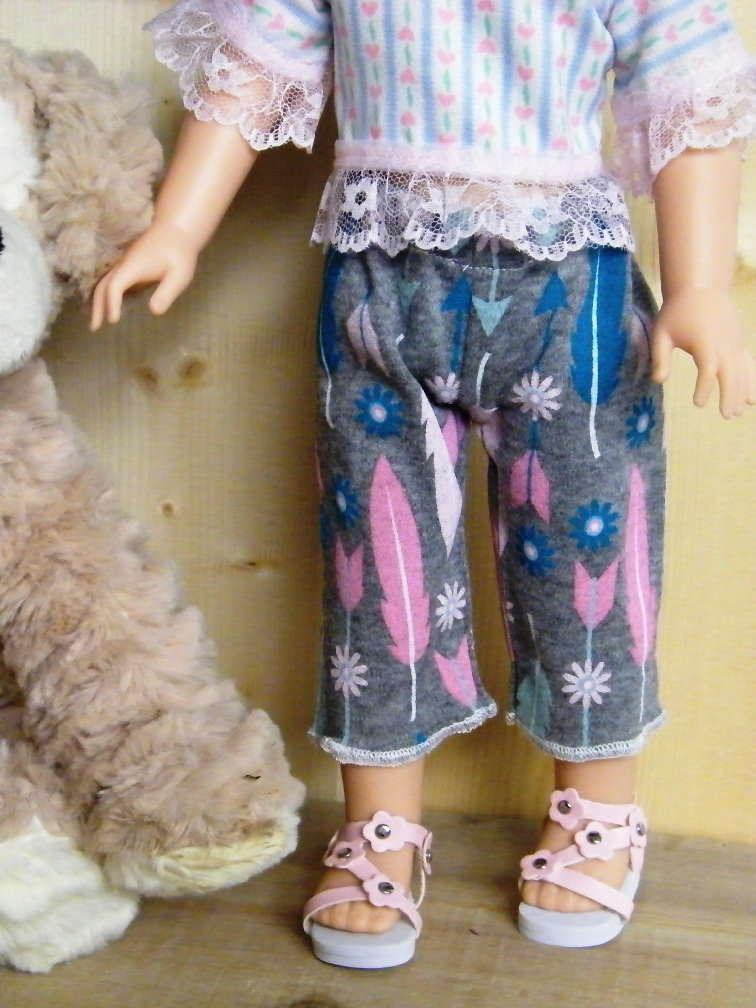 GREY FEATHER PANT SET