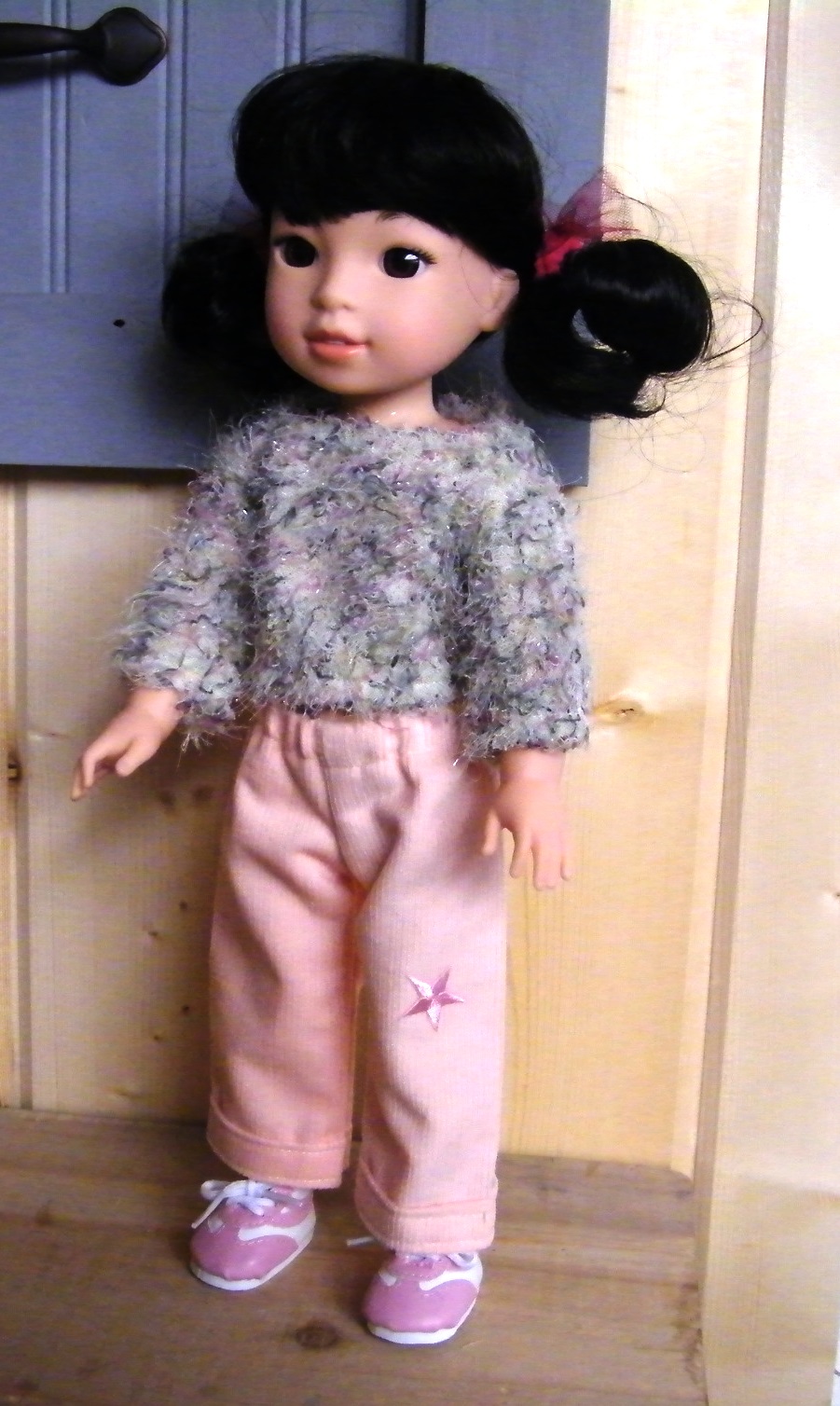 PINK CREME FUZZY SWEATER SET