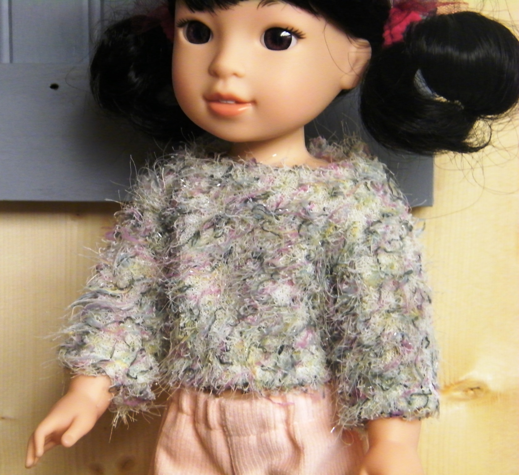PINK CREME FUZZY SWEATER SET