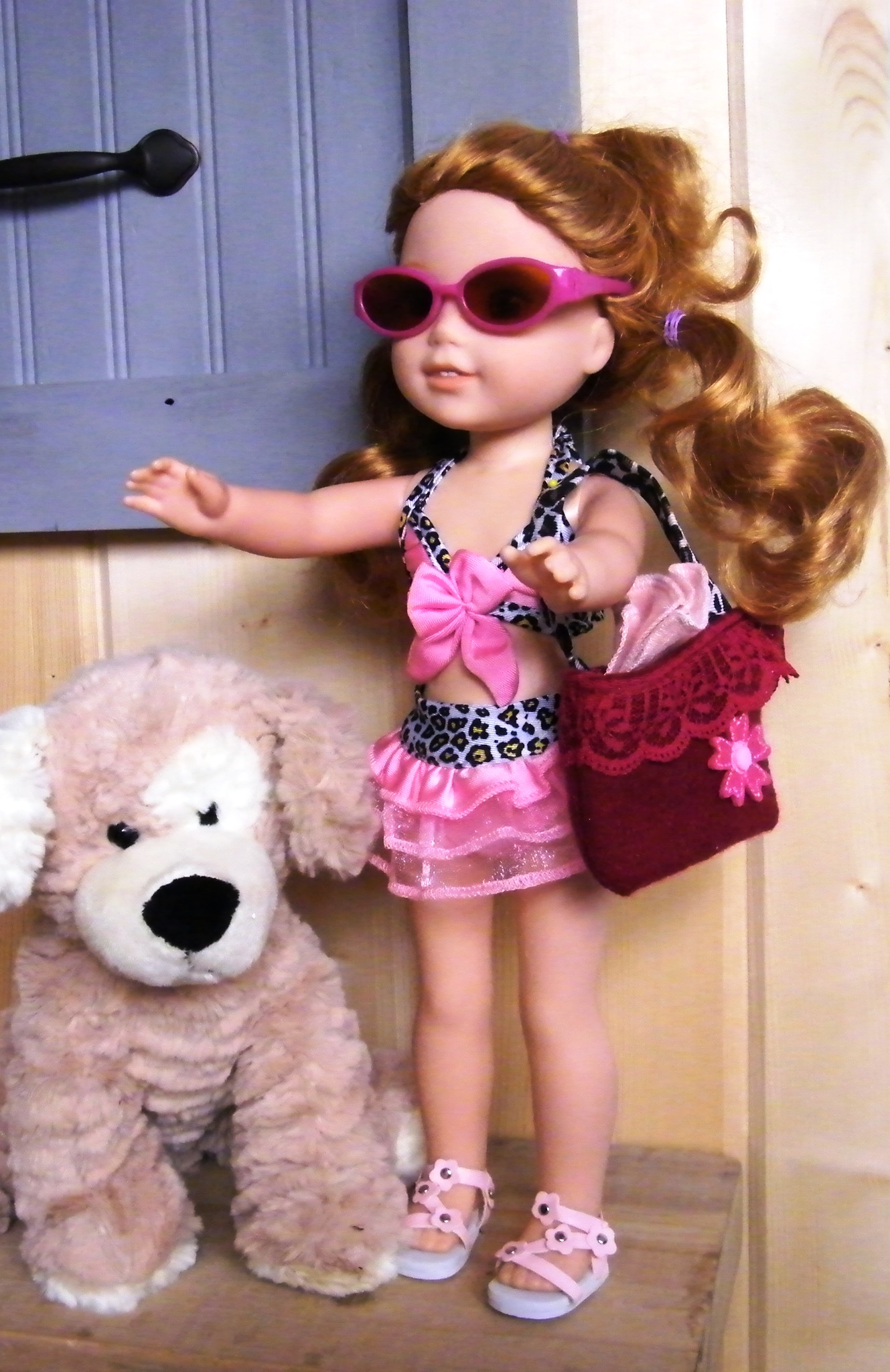 BLACK/ PINK LEOPARD BATHING SET