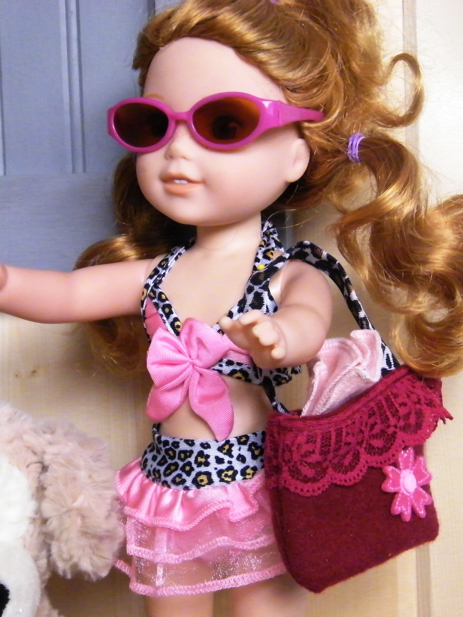 BLACK/ PINK LEOPARD BATHING SET