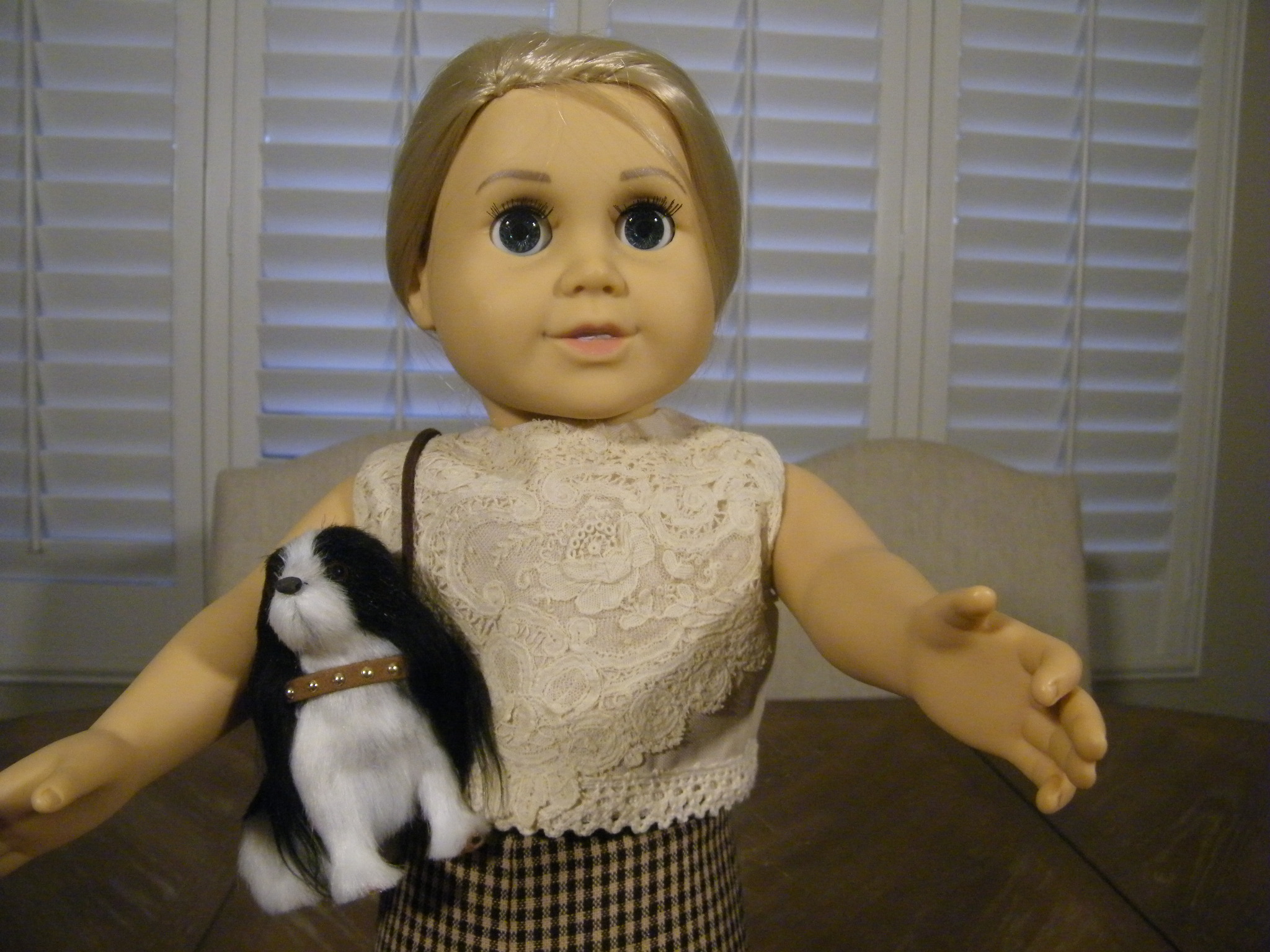 BLACK AND BEIGE PLAID VICTORIAN PANT SET/DOG 