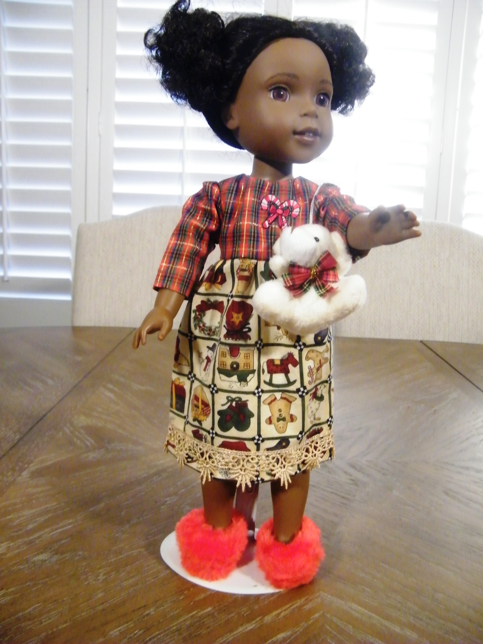 CHRISTMAS PLAID NIGHT GOWN/TEDDY BEAR