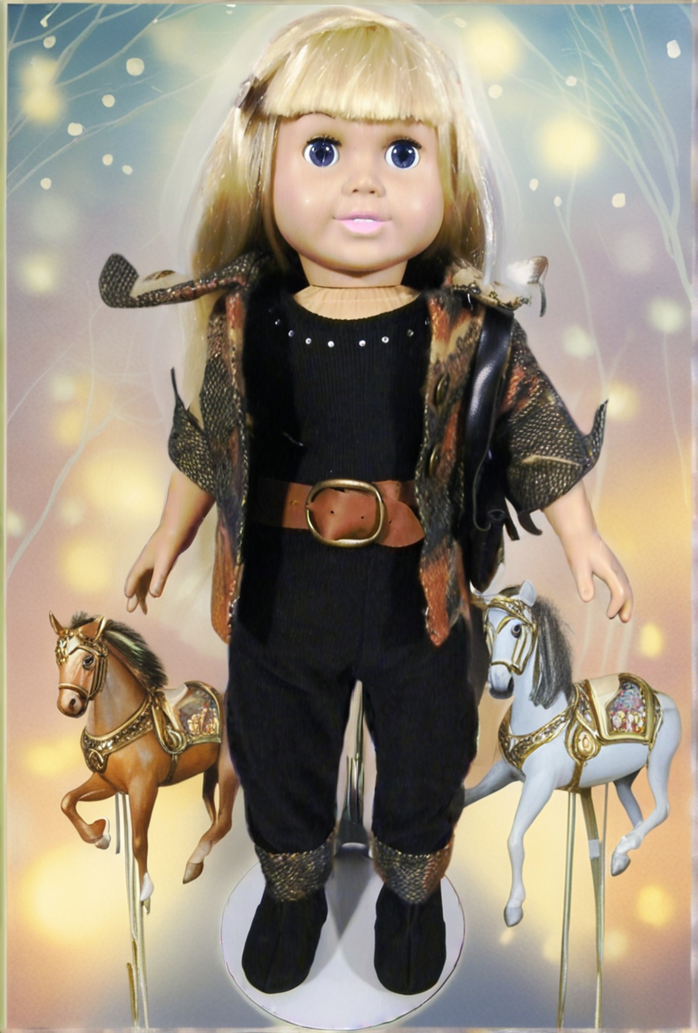 BLACK AND TAN WOOL PANT SET