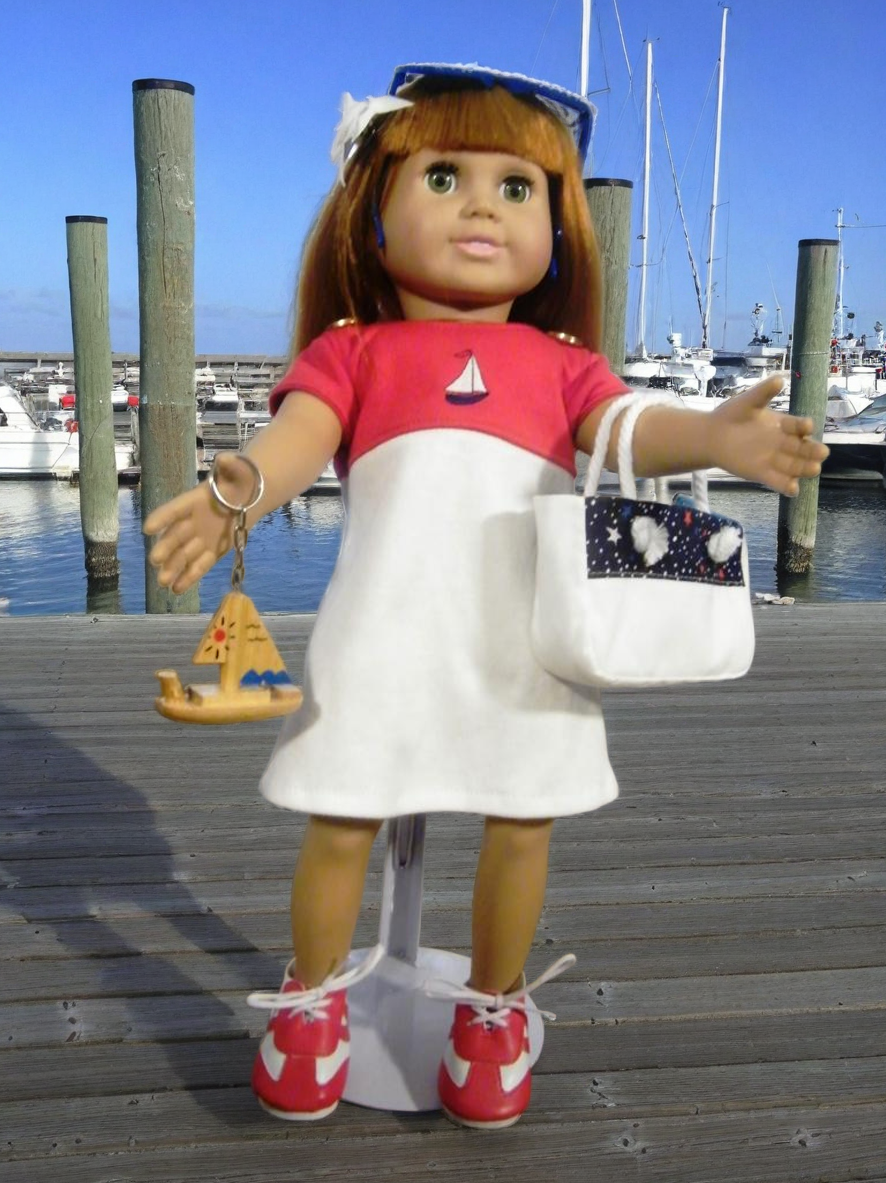RED WHITE NAUTICAL SAILING DRESS AND ACCESSORIES