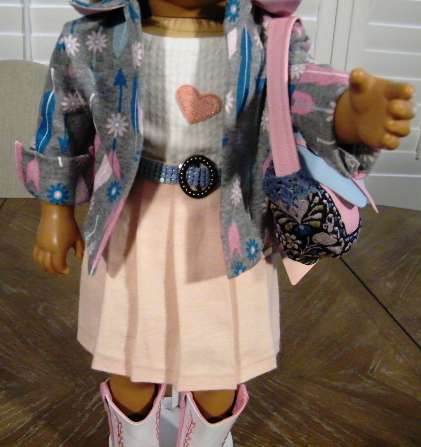 PINK WESTERN SET/FAUX OSTRICH BOOTS