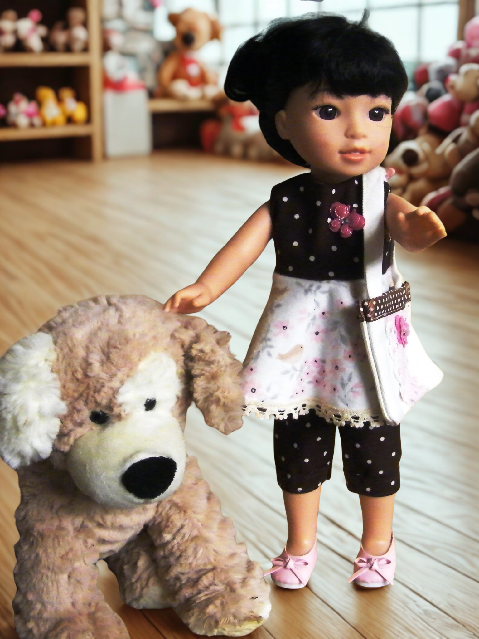 BROWN POLKA DOT PANT SET