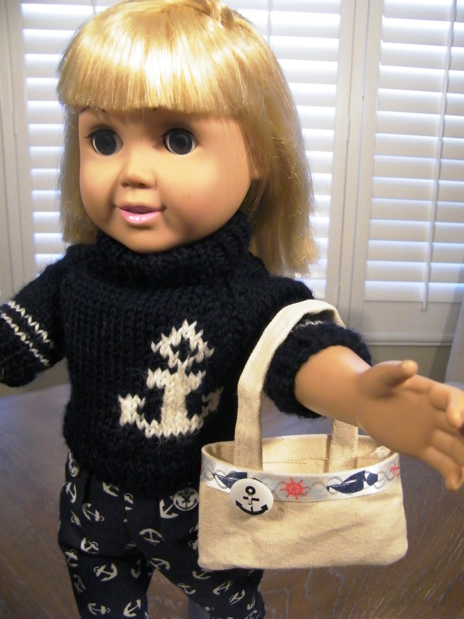 Nautical-themed doll outfit set