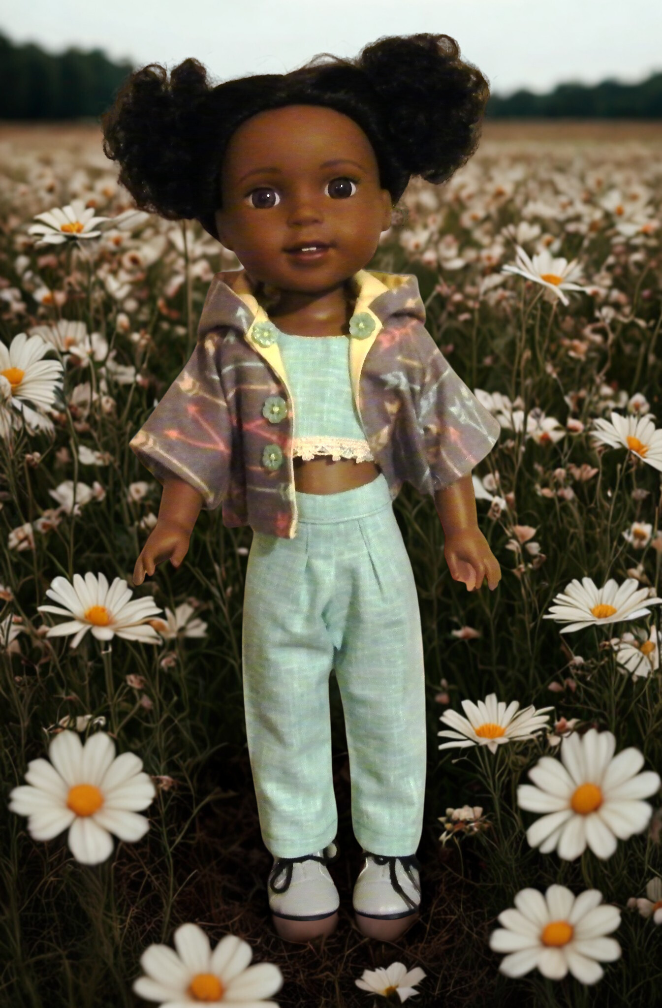 GREEN LINEN PANT SET