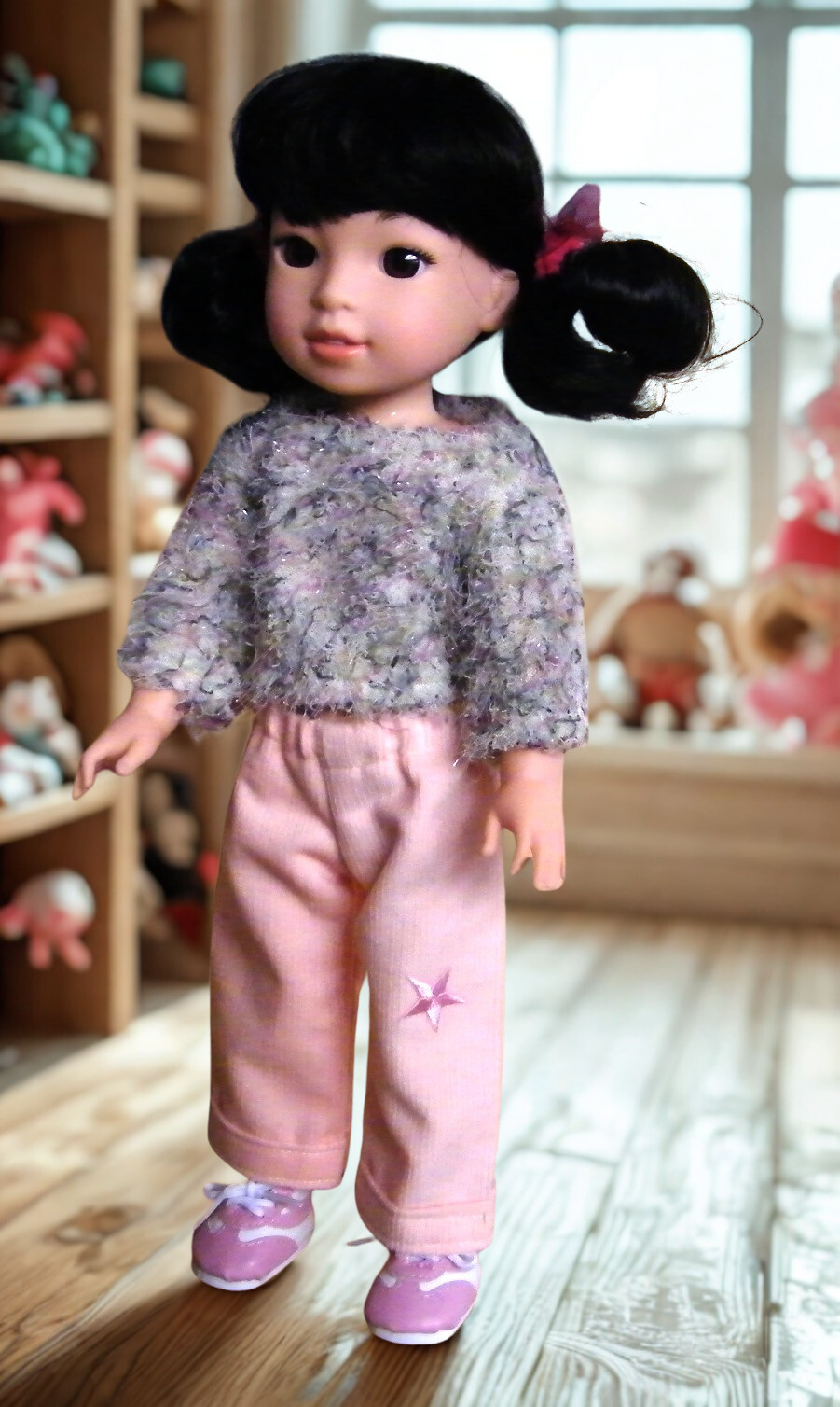 PINK CREME FUZZY SWEATER SET