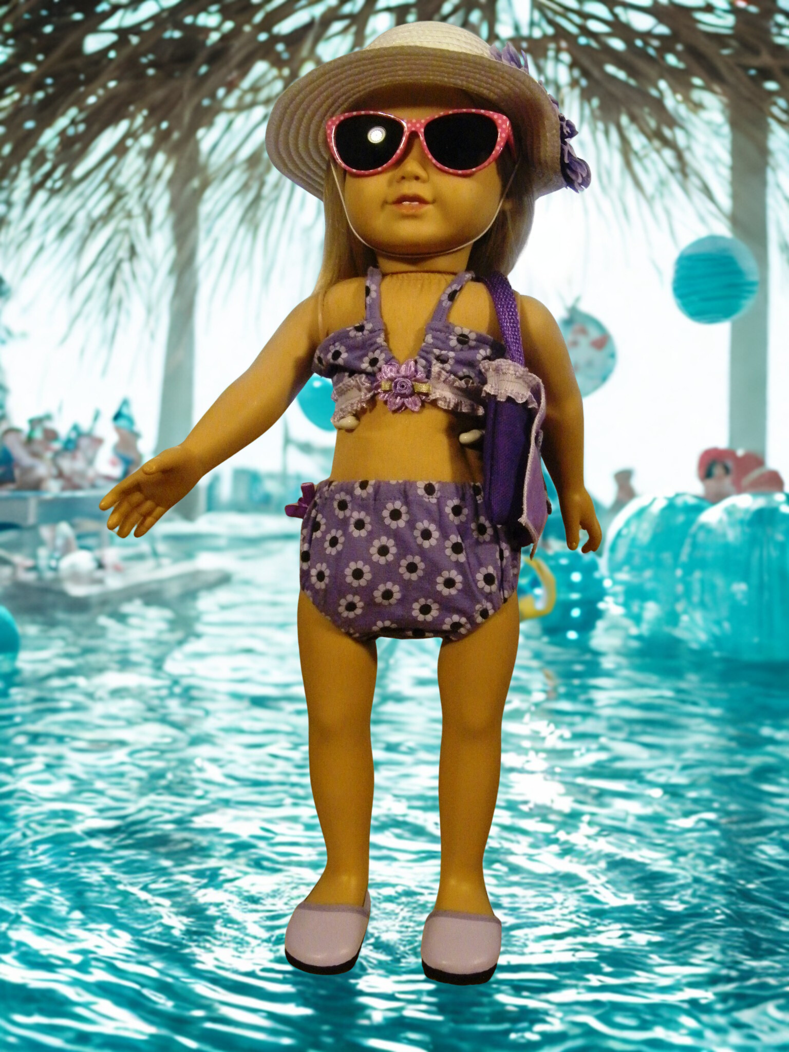PURPLE DAISY SWIM SET