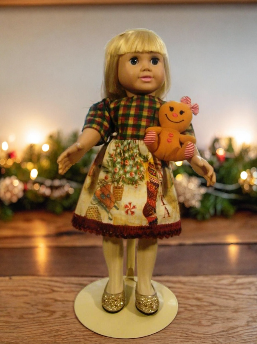 CHRISTMAS DRESS W/GINGER BREAD TOY