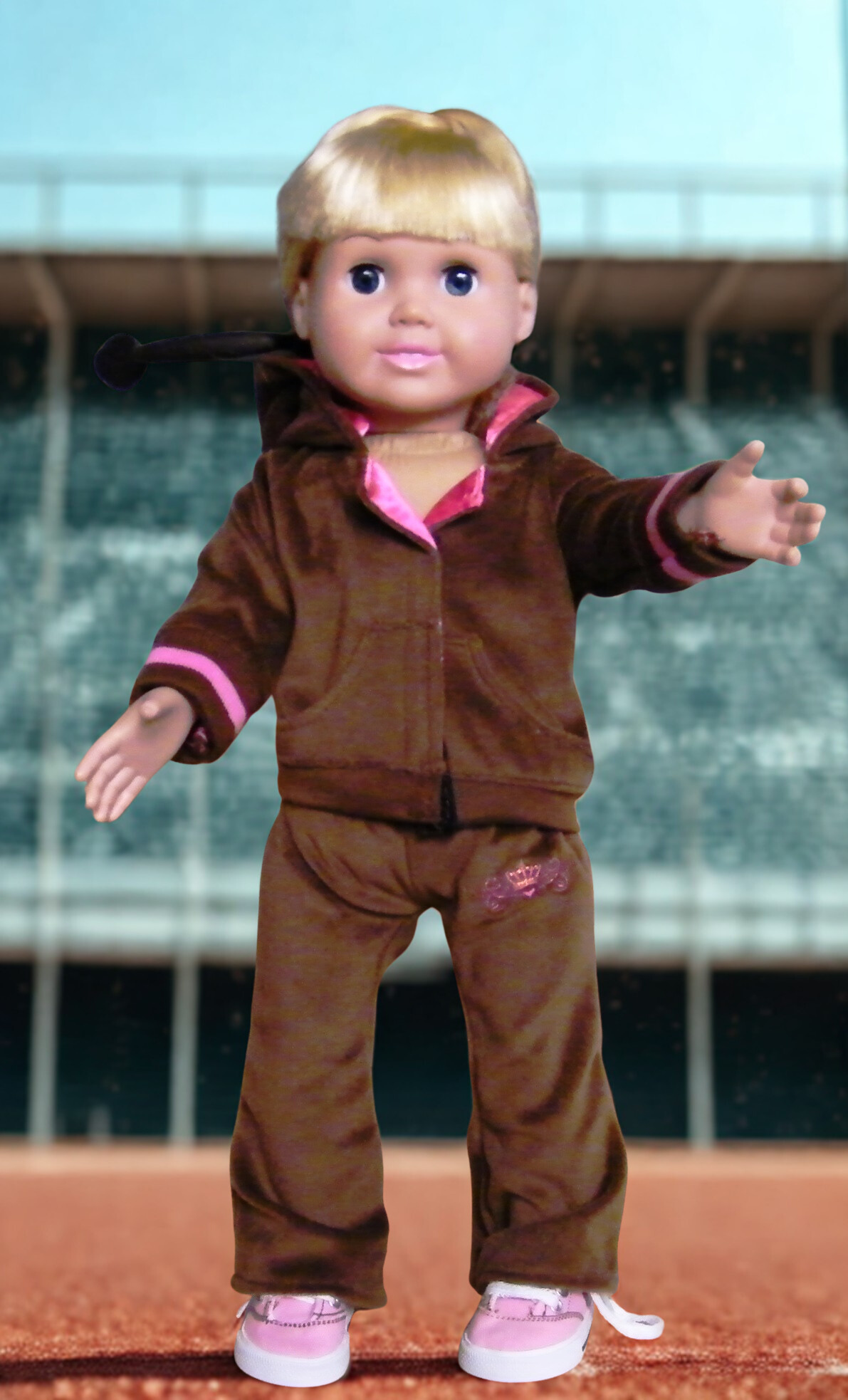 BROWN VELVET WARM UP SET