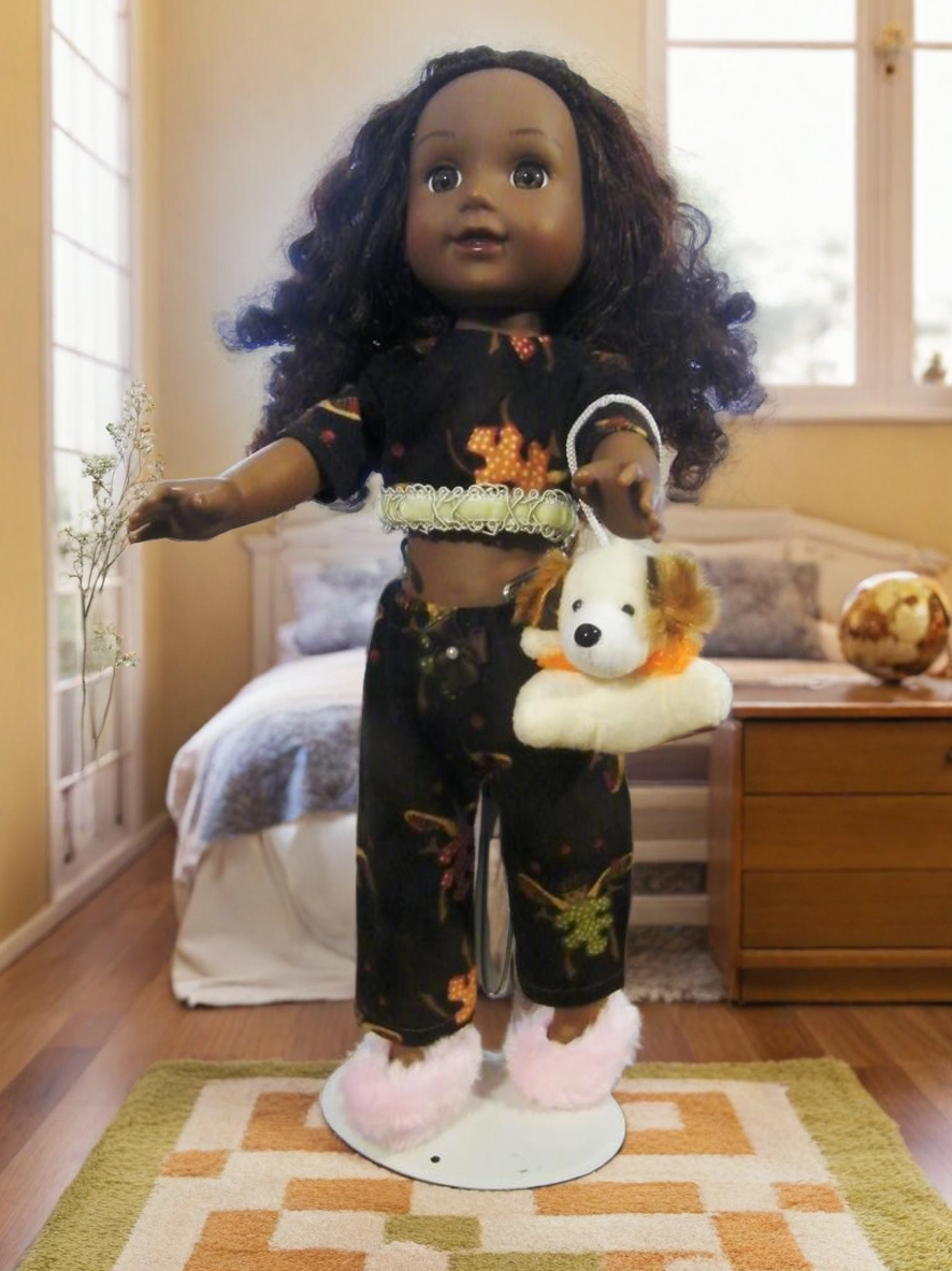 BROWN FLANNEL FAIRY SLEEPWEAR/STUFFED TOY