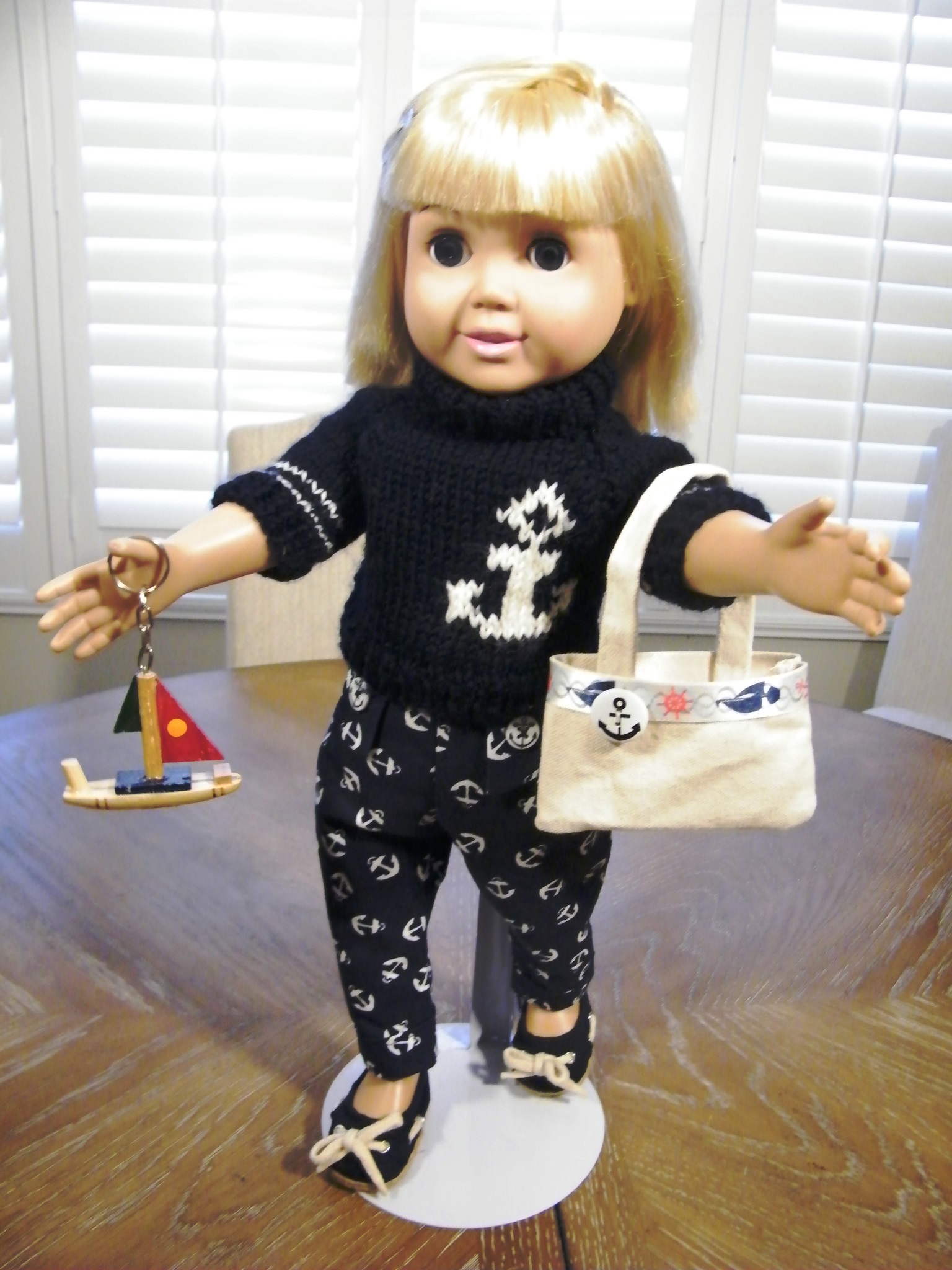 Nautical-themed doll outfit set