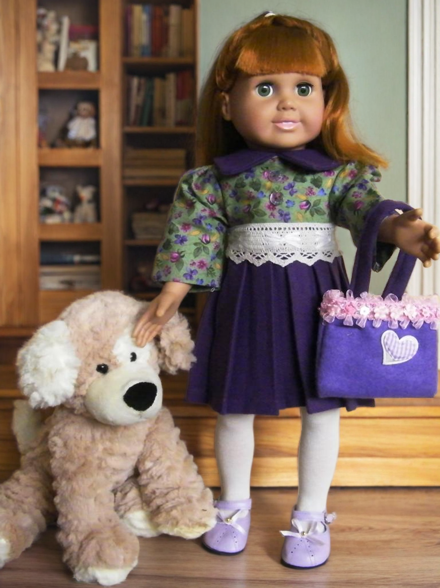 PURPLE WOOL DRESS/HANDBAG