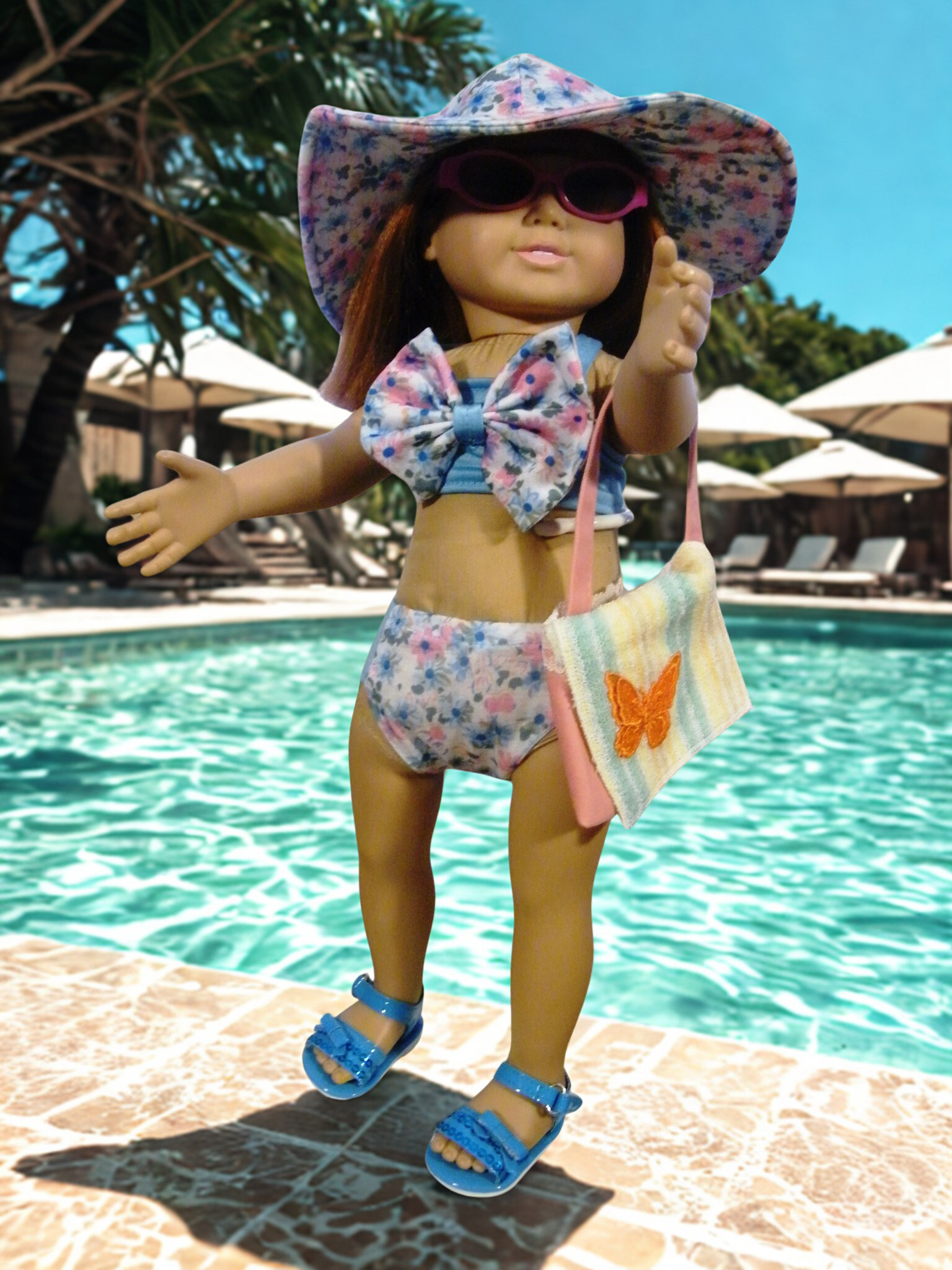 BLUE FLORAL SWIM SET