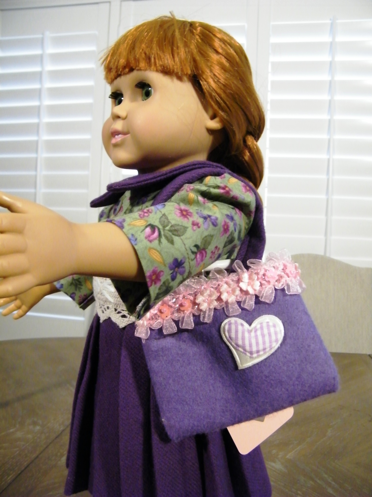 PURPLE WOOL DRESS/HANDBAG