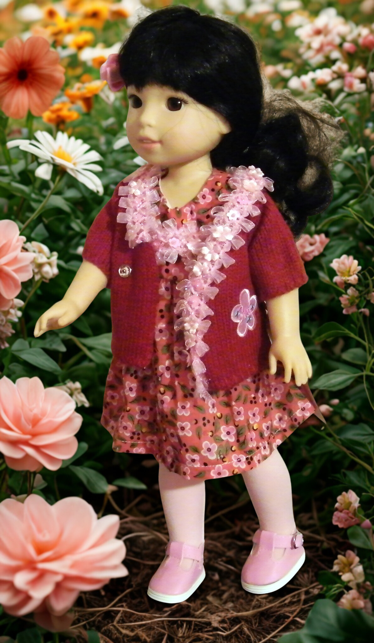 RED FLORAL DRESS W/SWEATER